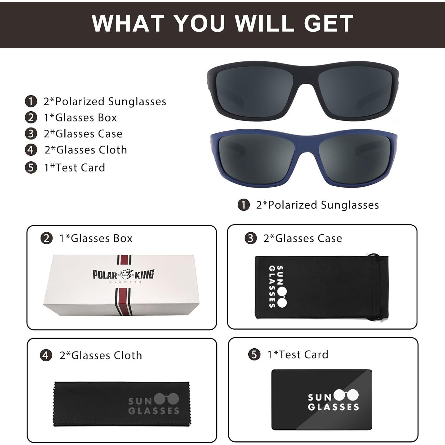 Gafas de sol deportivas POLARKING 2 en 1 polarizadas UV400