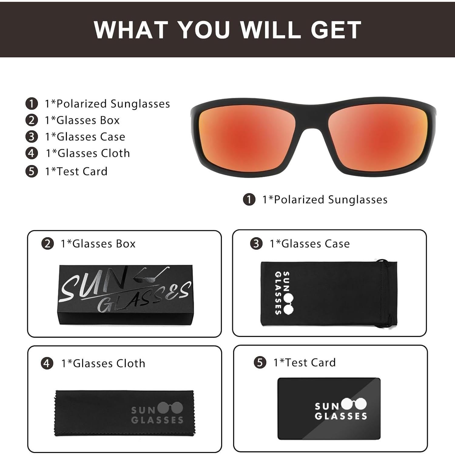 Gafas de Sol Deportivas POLARKING Espejo Naranja UV400