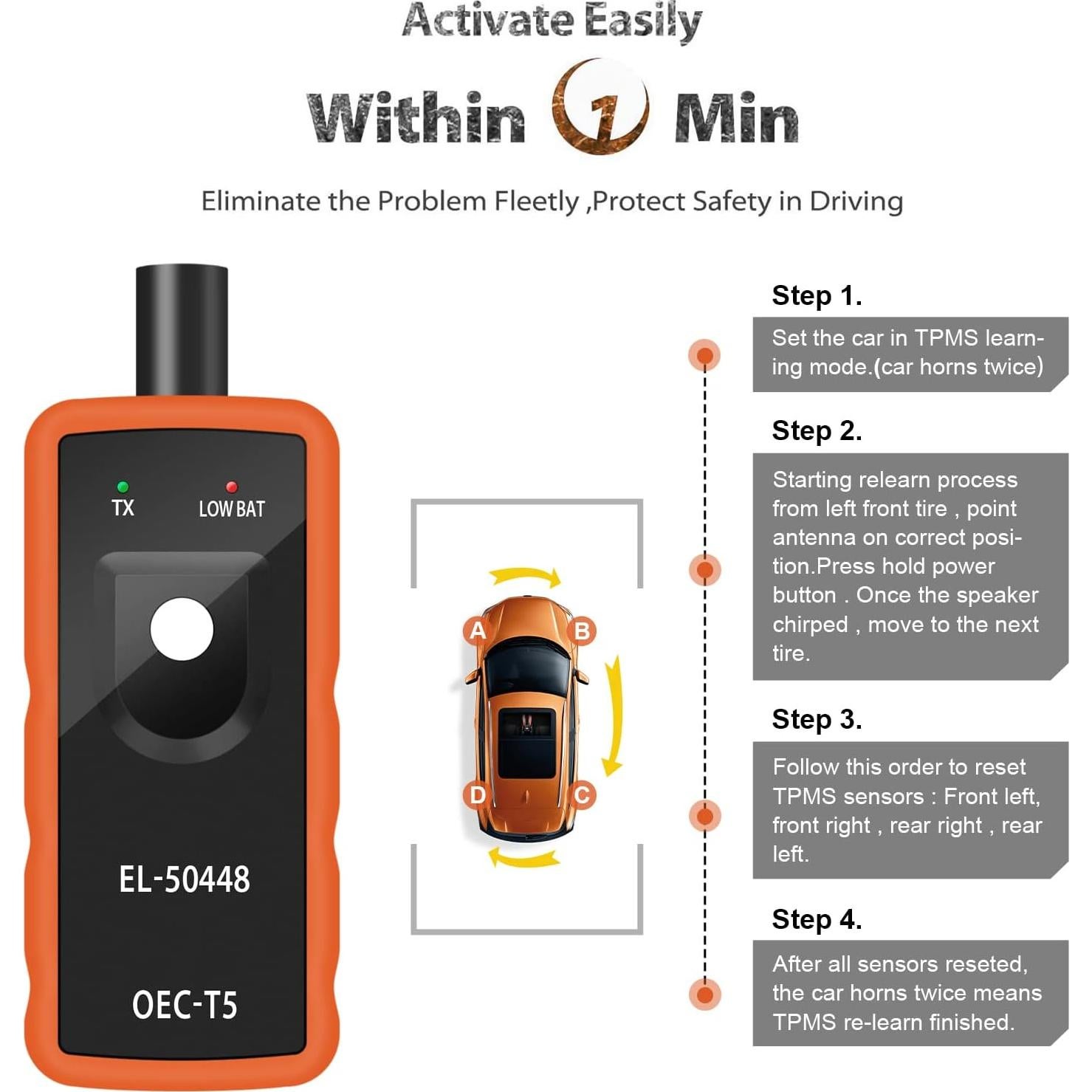 JDIAG EL-50448 Herramienta TPMS 2024 para Neumáticos
