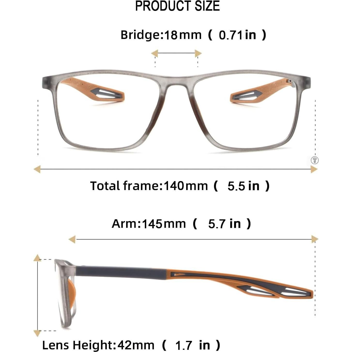 Gafas de lectura deportivas TR90 con bloqueo luz azul 2.25x