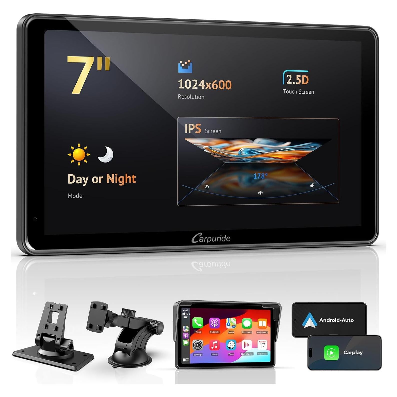 Pantalla Carplay 7" Carpuride CS3 con Bluetooth y Espejo