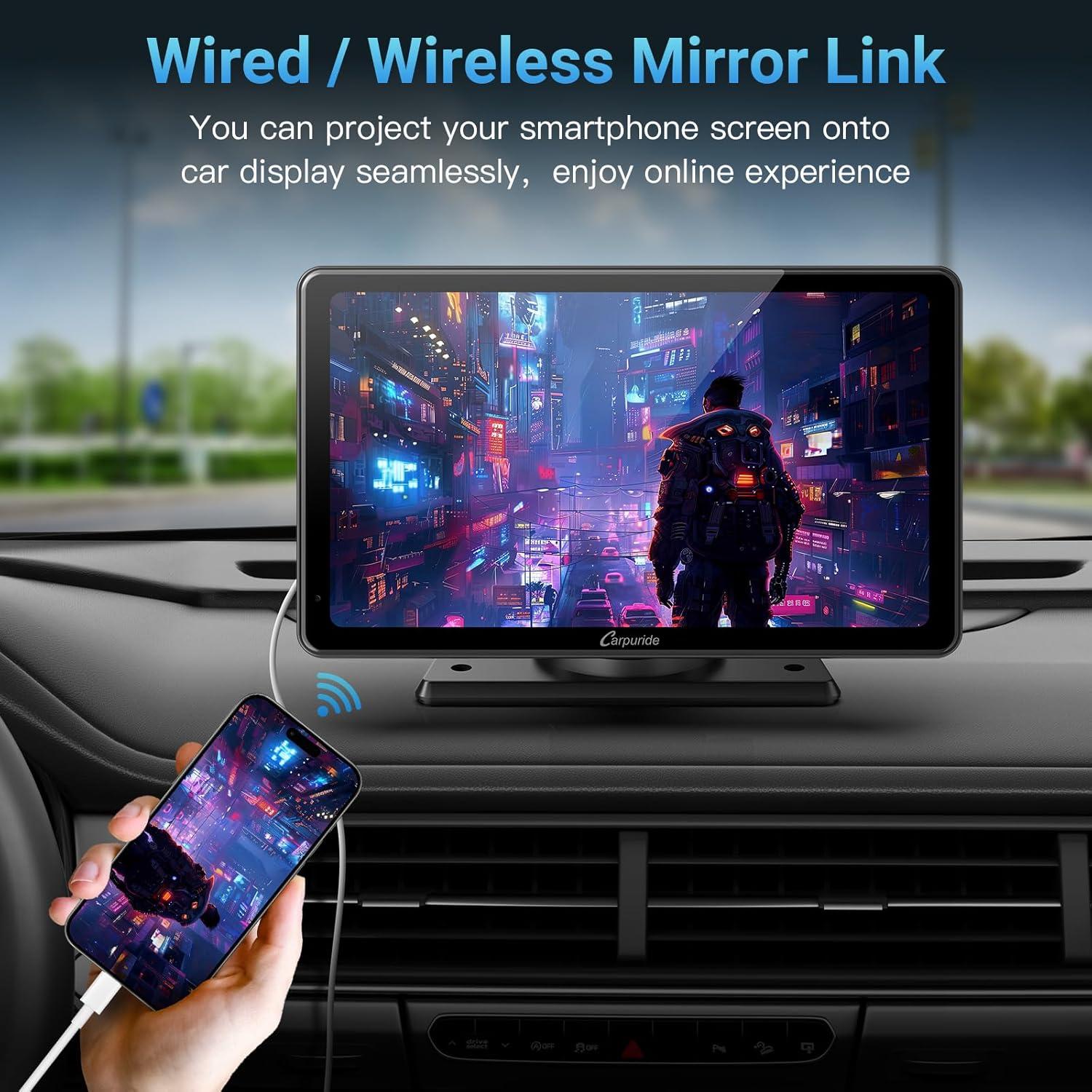 Pantalla Carplay 7" Carpuride CS3 con Bluetooth y Espejo