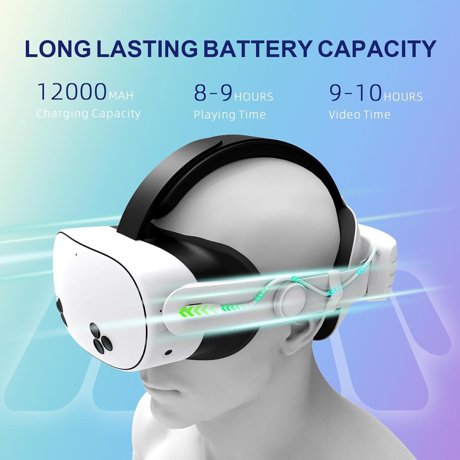 Correa de Cabeza QWOS con Batería 12000mAh para Meta Quest 3S