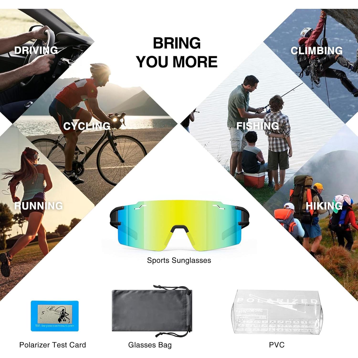 Gafas de sol deportivas FMY con 3 lentes UV400 para ciclismo