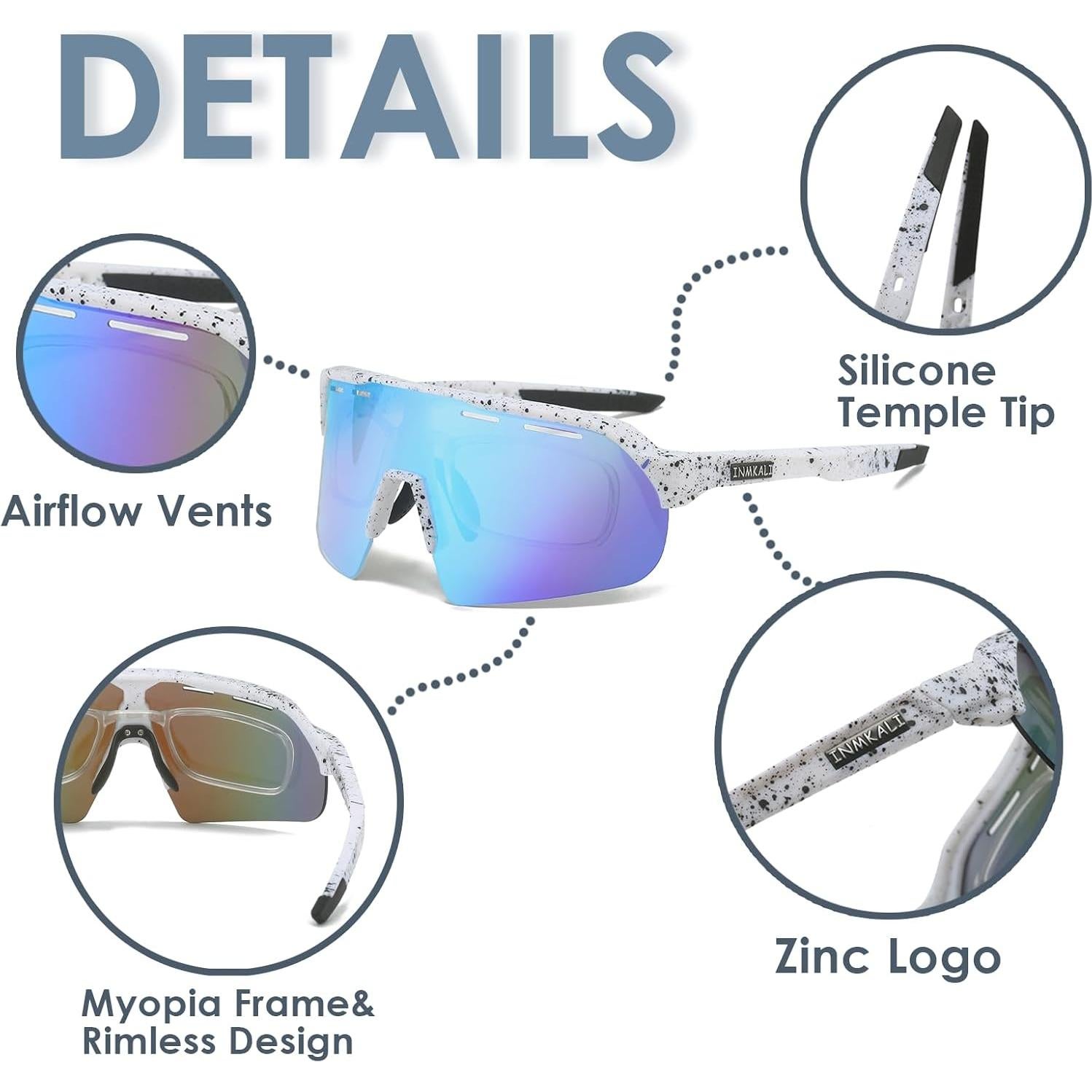 Gafas de Sol Deportivas INMKALI UV400 para Ciclismo y Running