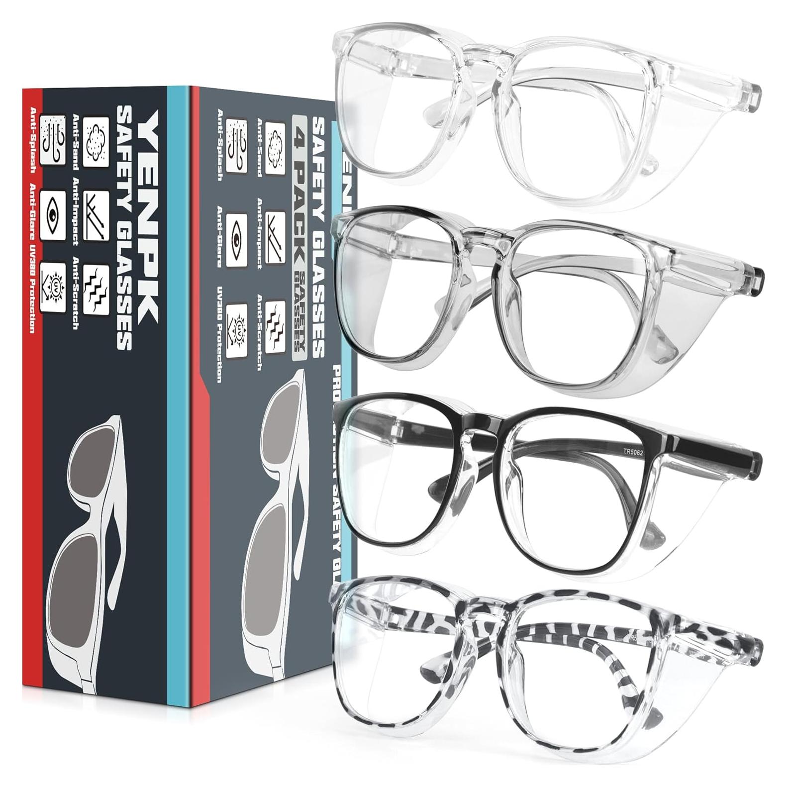 Paquete de 4 Gafas de Seguridad YENPK Anti Niebla UV Azul