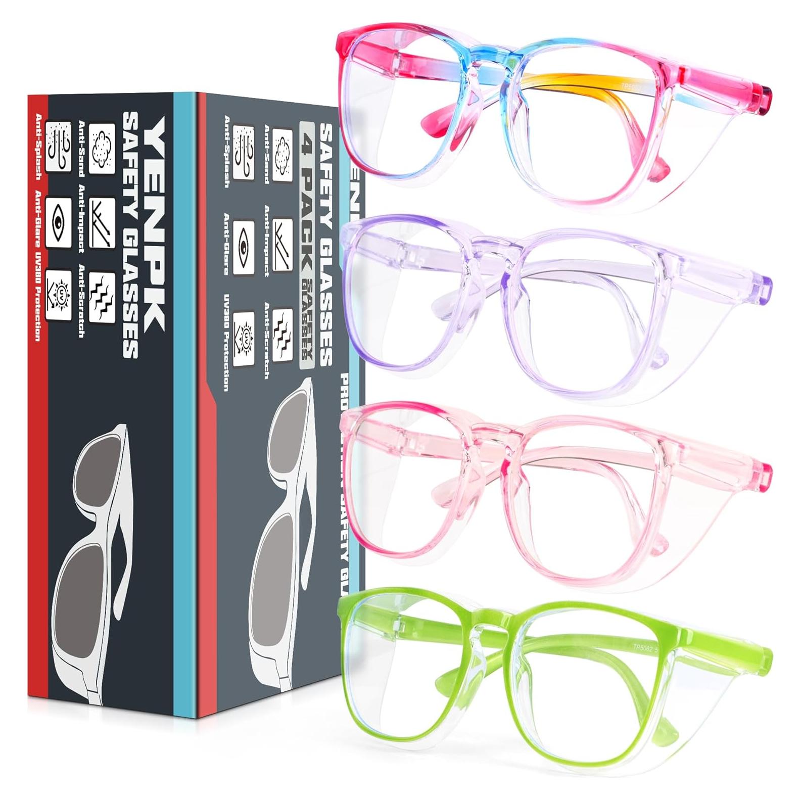 Paquete de 4 Gafas de Seguridad YENPK Anti Niebla UV Azul