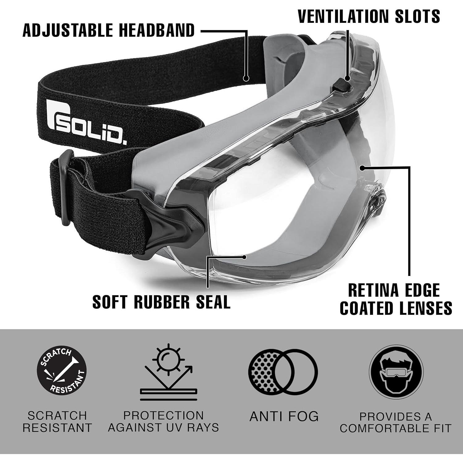 Gafas de Seguridad SolidWork Anti-Niebla Lente Transparente