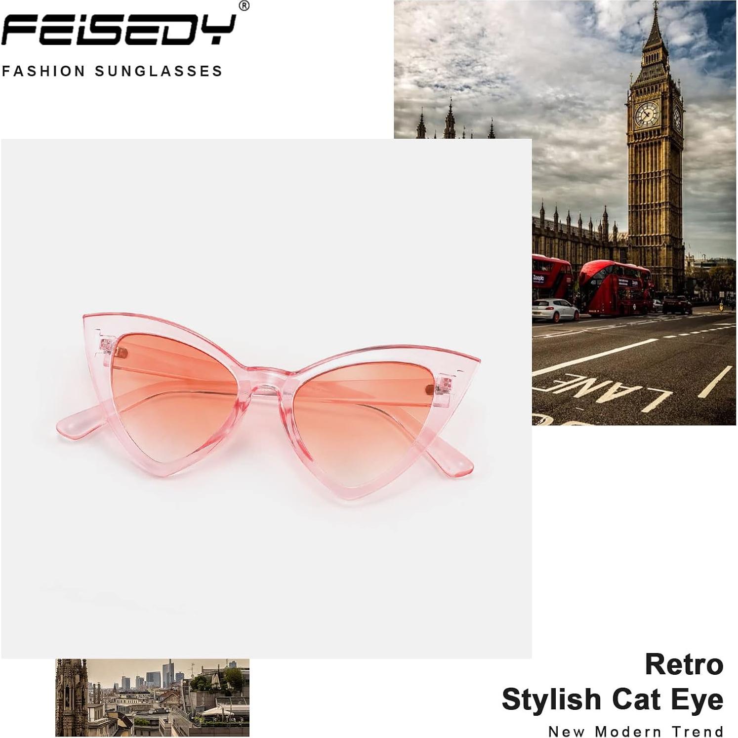 Gafas de Sol FEISEDY Ojo de Gato Rosa Gradiente UV400