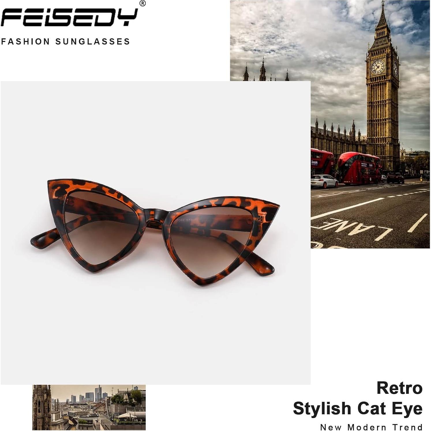 Gafas de Sol FEISEDY Ojo de Gato UV400 Moda Retro