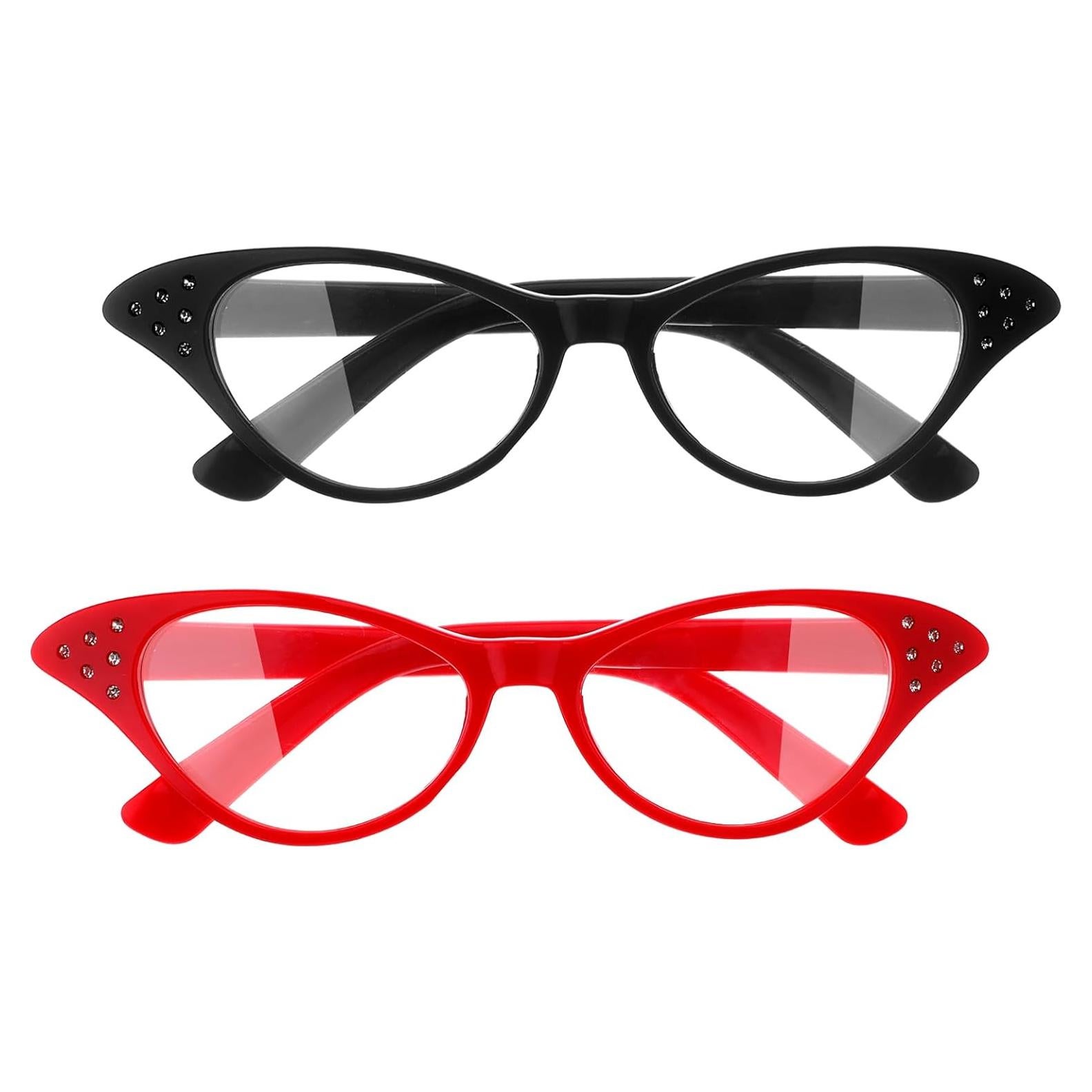 Gafas de Ojo de Gato Retro 4 Pcs con Rhinestones JJUNW