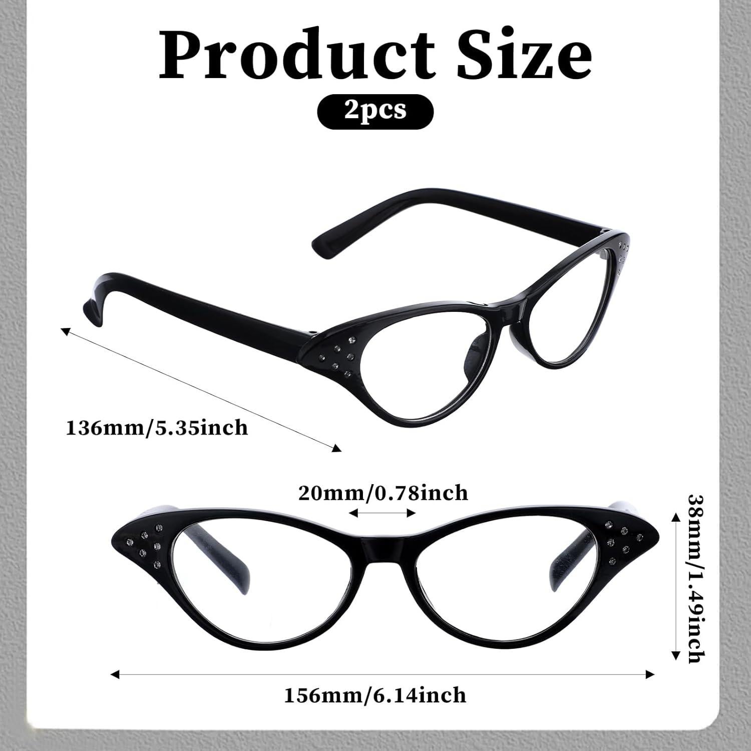 Gafas de Ojo de Gato Retro 4 Pcs con Rhinestones JJUNW