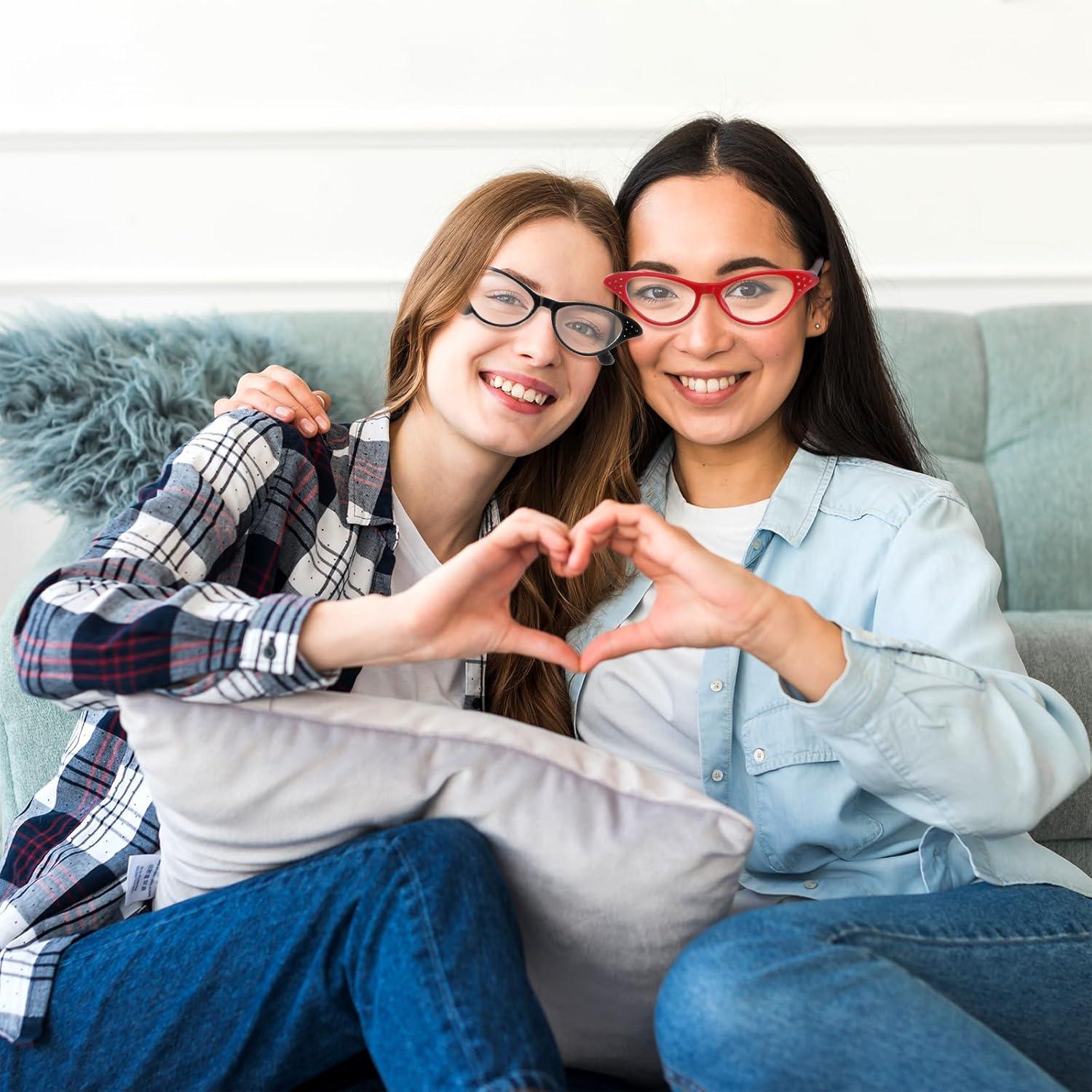 Gafas de Ojo de Gato Retro 4 Pcs con Rhinestones JJUNW