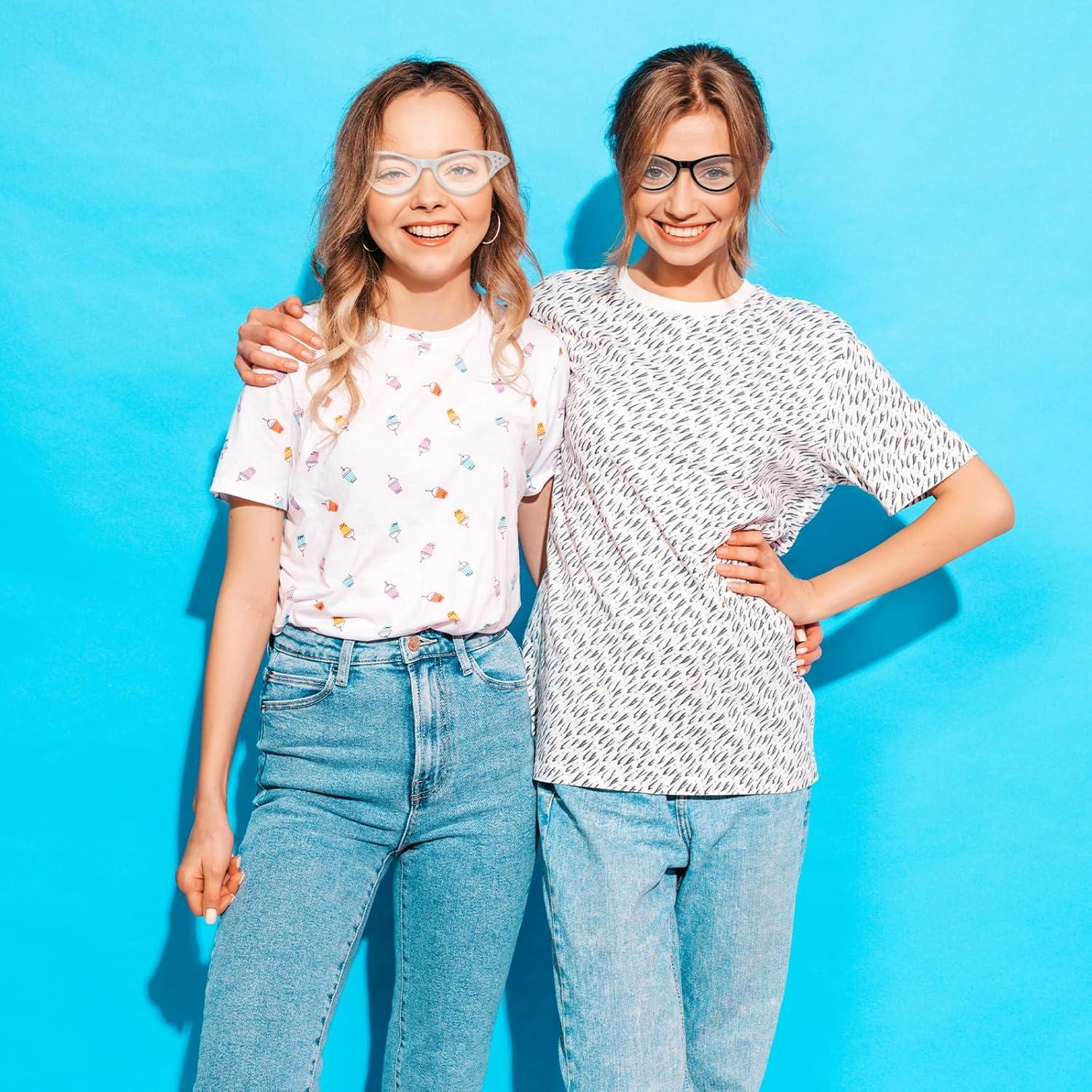 Gafas de Ojo de Gato JJUNW 4 Pcs con Rhinestones