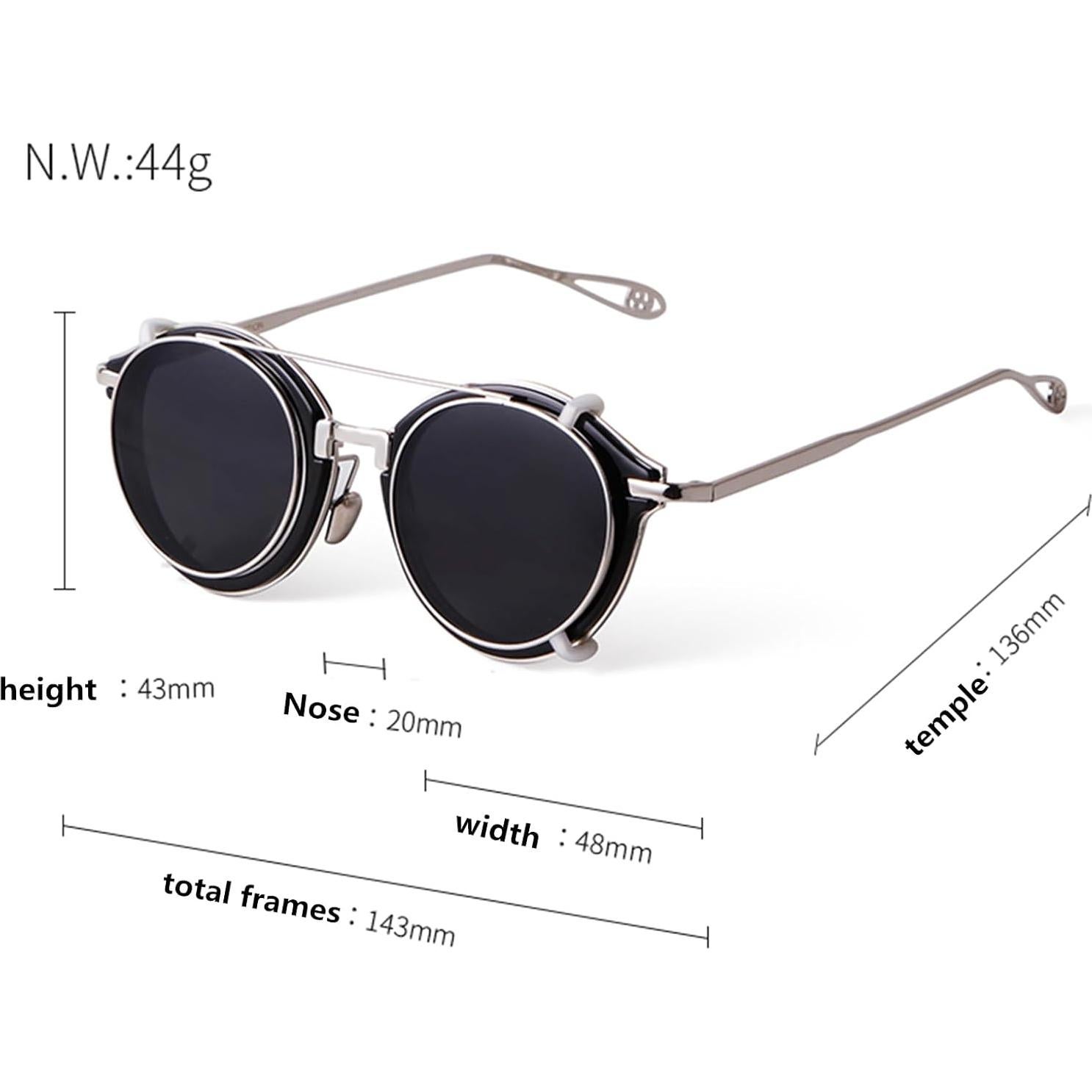 Gafas de sol clip en ADE WU estilo vintage unisex metal