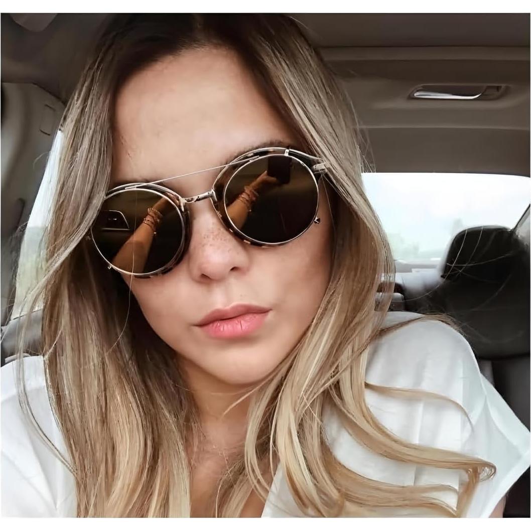 Gafas de sol clip en ADE WU estilo vintage unisex metal