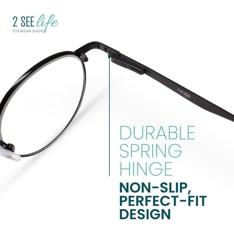 Gafas de lectura redondas 2SeeLife con montura negra 0.5x