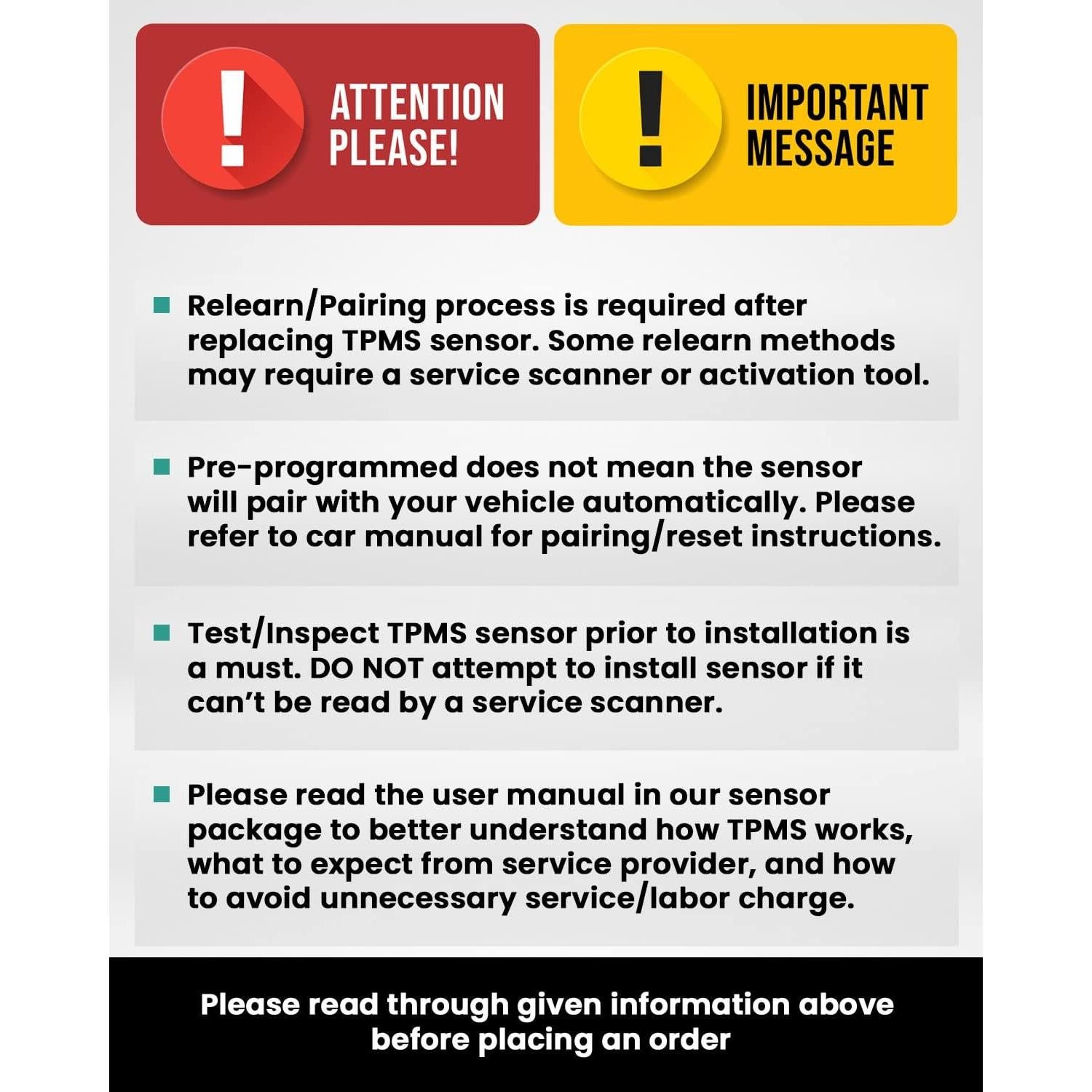 Sensor de Presión de Neumáticos TPMS MORESENSOR 315MHz - 4 Unidades