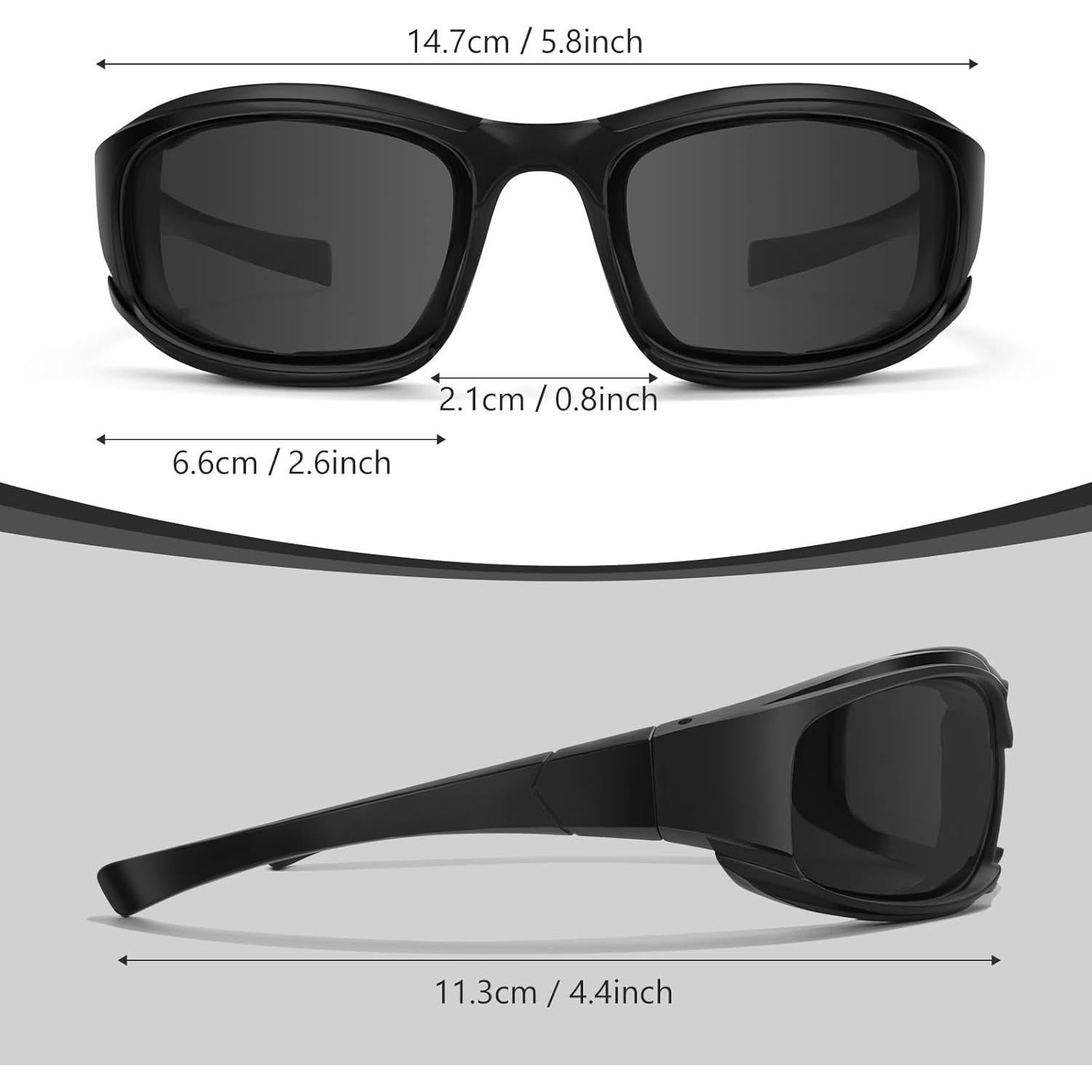 Gafas de Motocicleta UV400 2PCS Protección HD Negro Claro