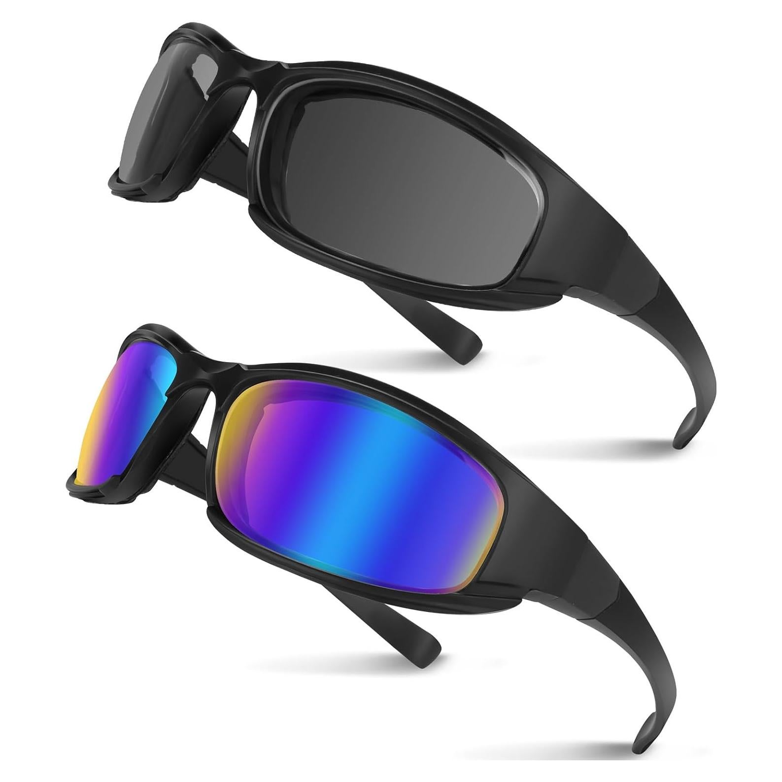 Gafas de Motocicleta 2PCS UV400 Protección HD Negro/Azul