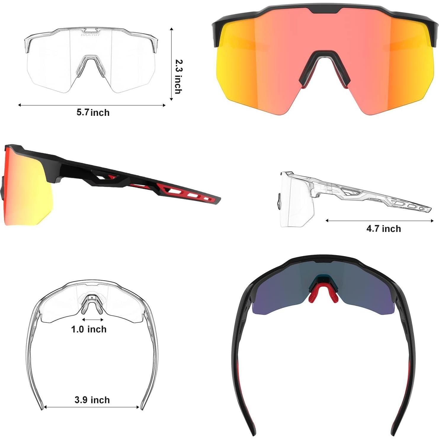 Gafas de sol deportivas HAAYOT con 5 lentes UV400