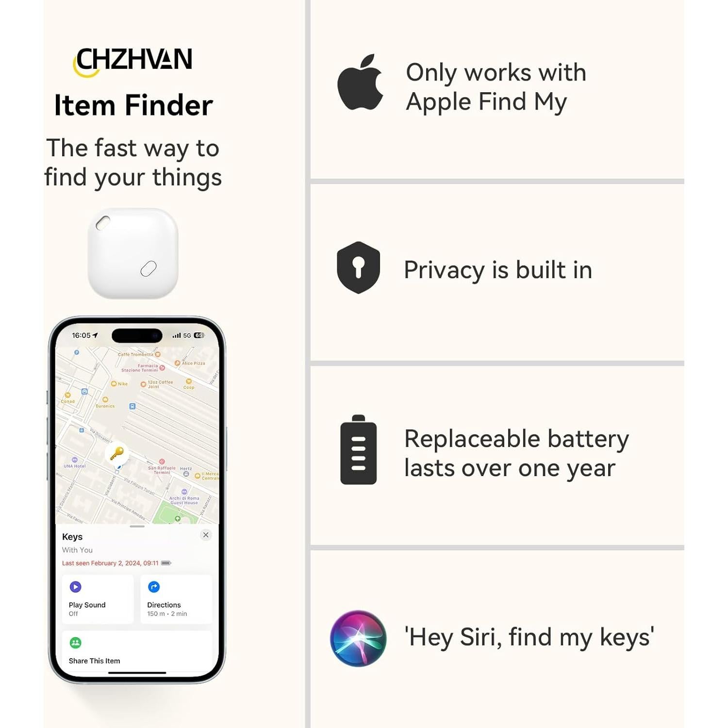 Localizador de Llaves CHZHVAN World Tag Bluetooth Blanco