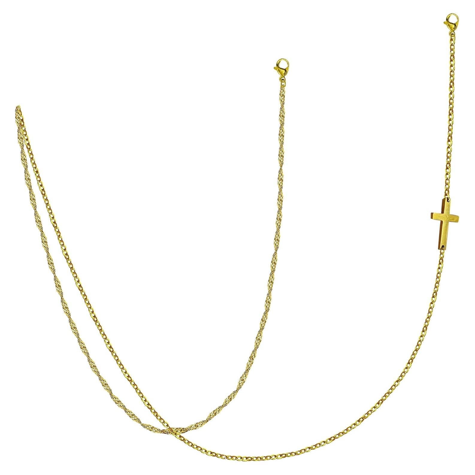 Cadena de Gafas Elegante 18k Oro para Mujeres Cruz