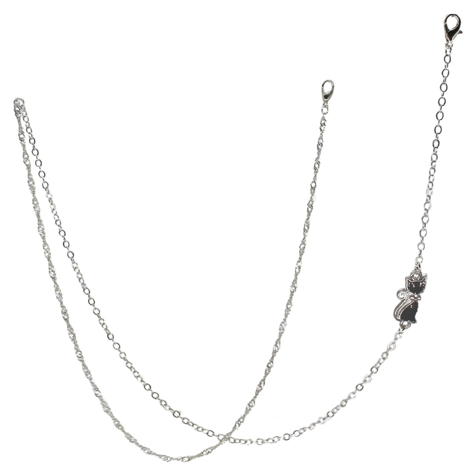 Cadena de Gafas Elegante 14k para Mujeres - Gato Plateado