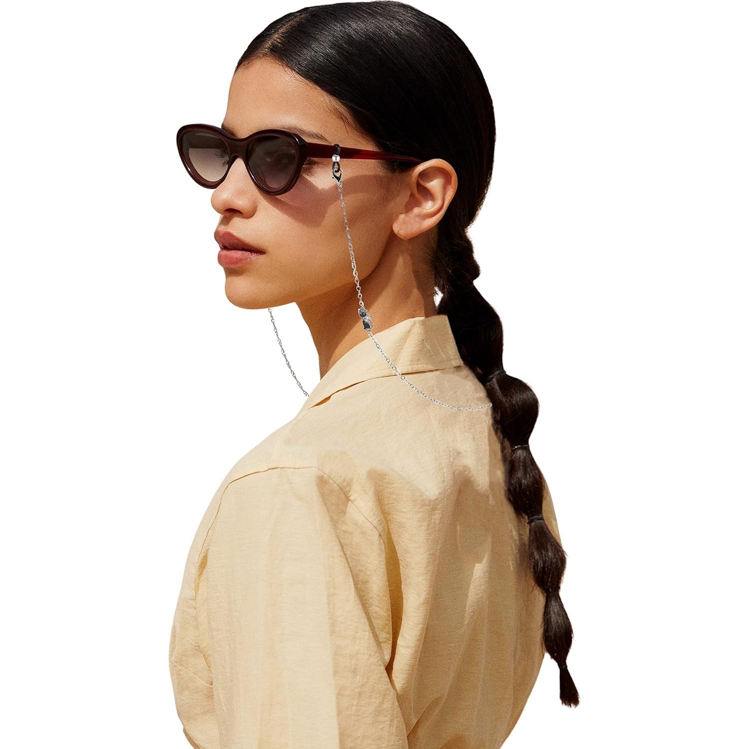 Cadena de Gafas Elegante 14k para Mujeres - Gato Plateado