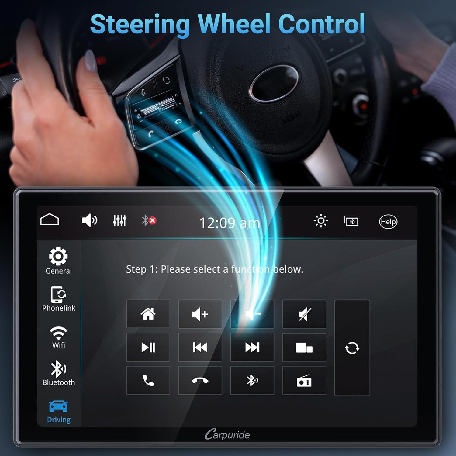 Estéreo Doble Din Carpuride YT09S 9" con CarPlay y Android Auto