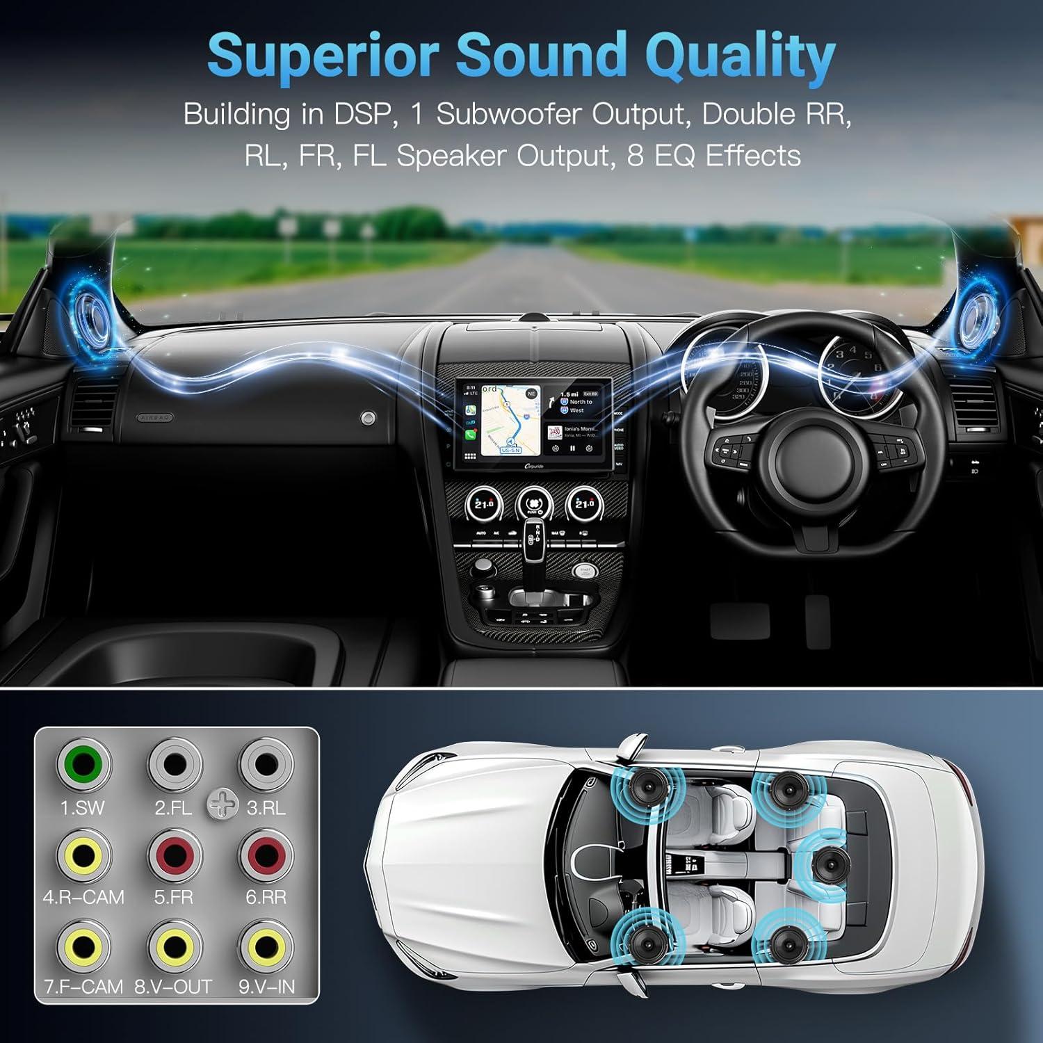 Estéreo Doble Din Carpuride YT09S 9" con CarPlay y Android Auto