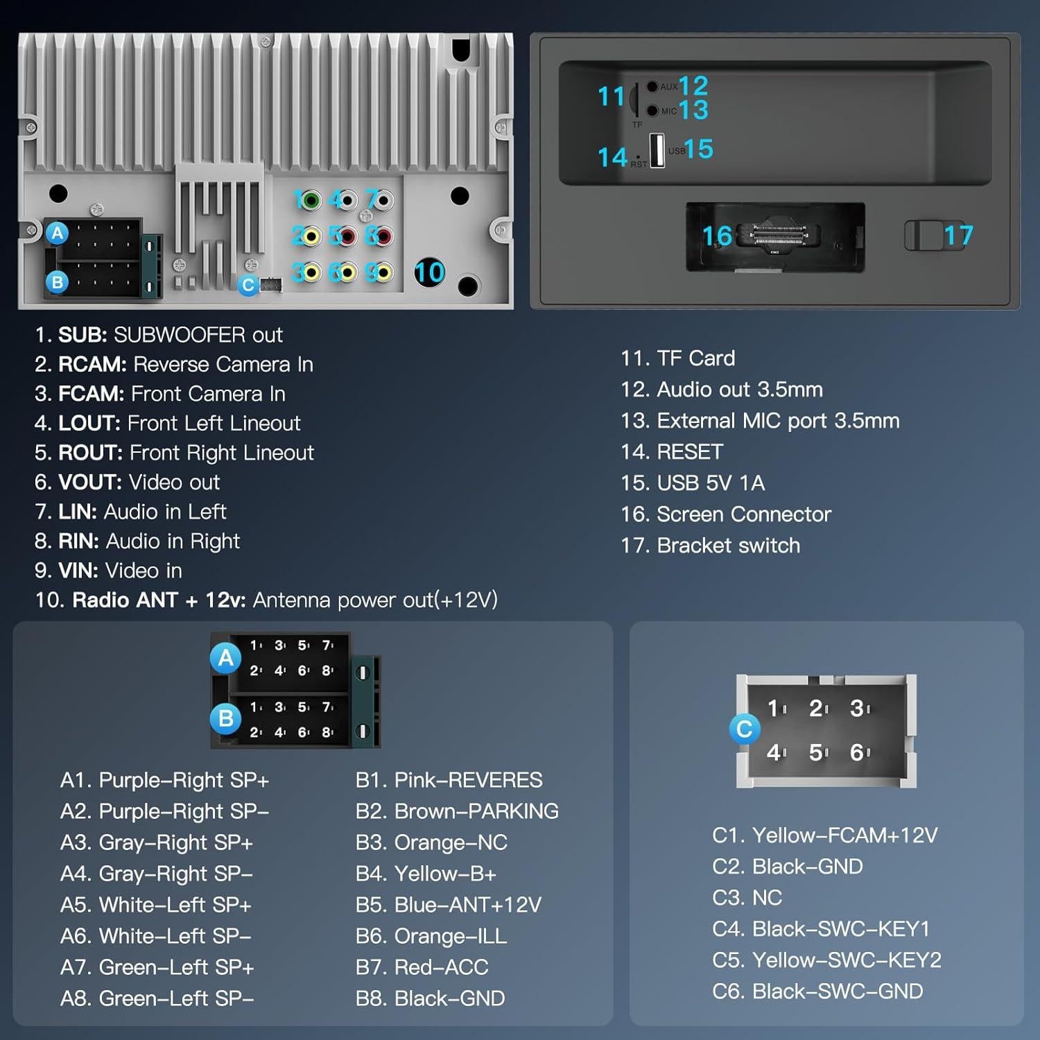 Estéreo Doble Din Carpuride YT09S 9" con CarPlay y Android Auto