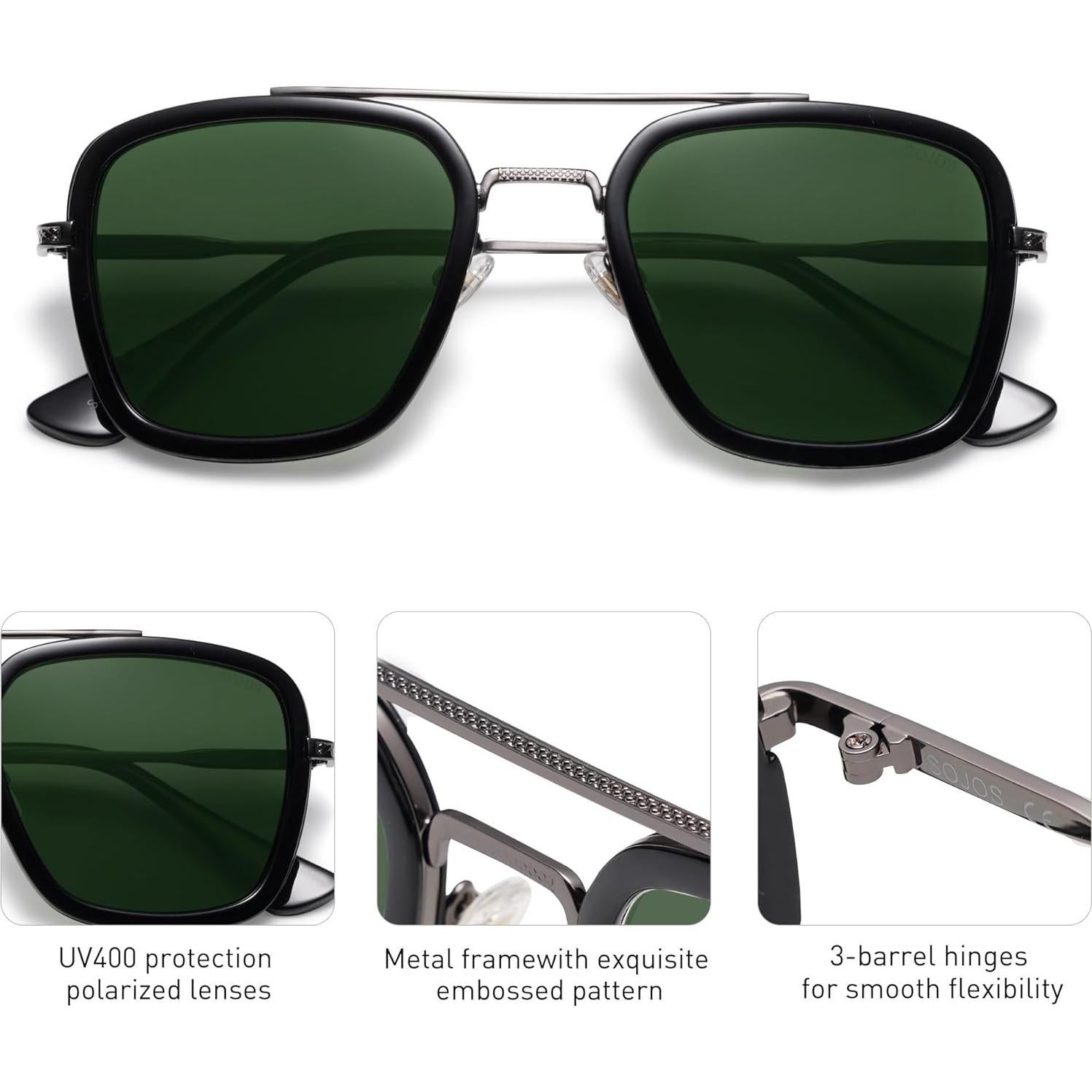 Gafas de sol polarizadas SOJOS SJ1126 retro cuadradas