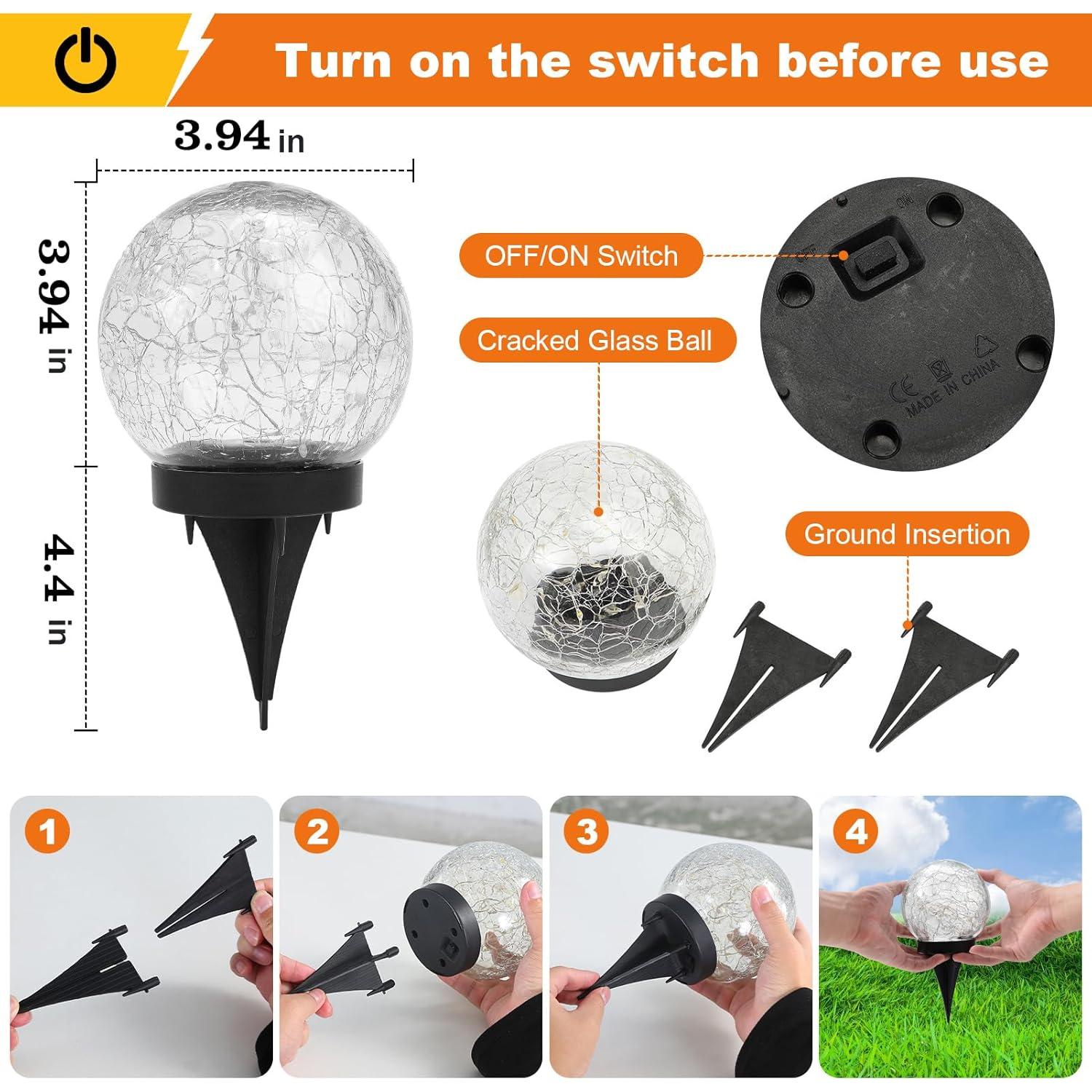 Luces de Globo Solar MLKNK 2 Bolas Multicolor para Jardín