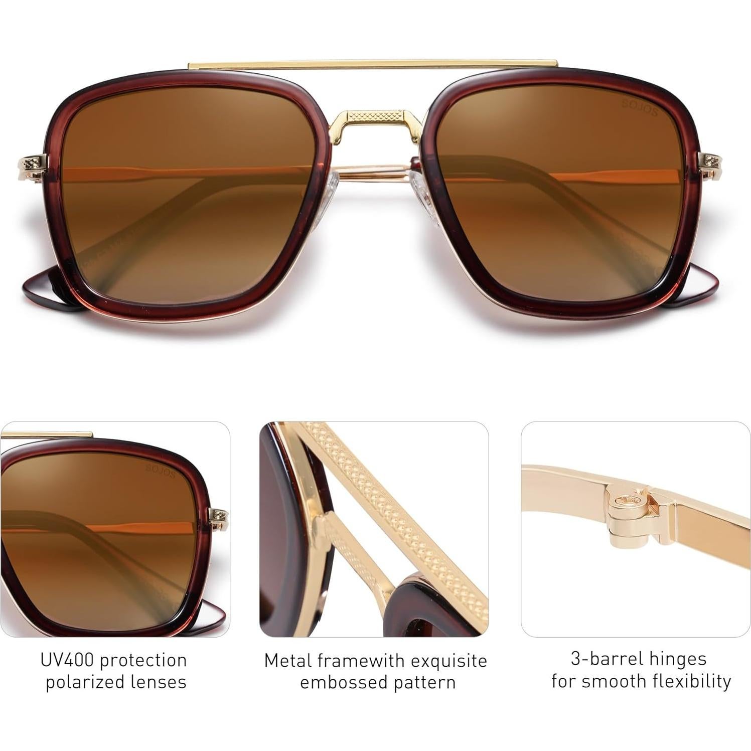 Gafas de Sol Polarizadas SojoS SJ1126 Retro Cuadradas