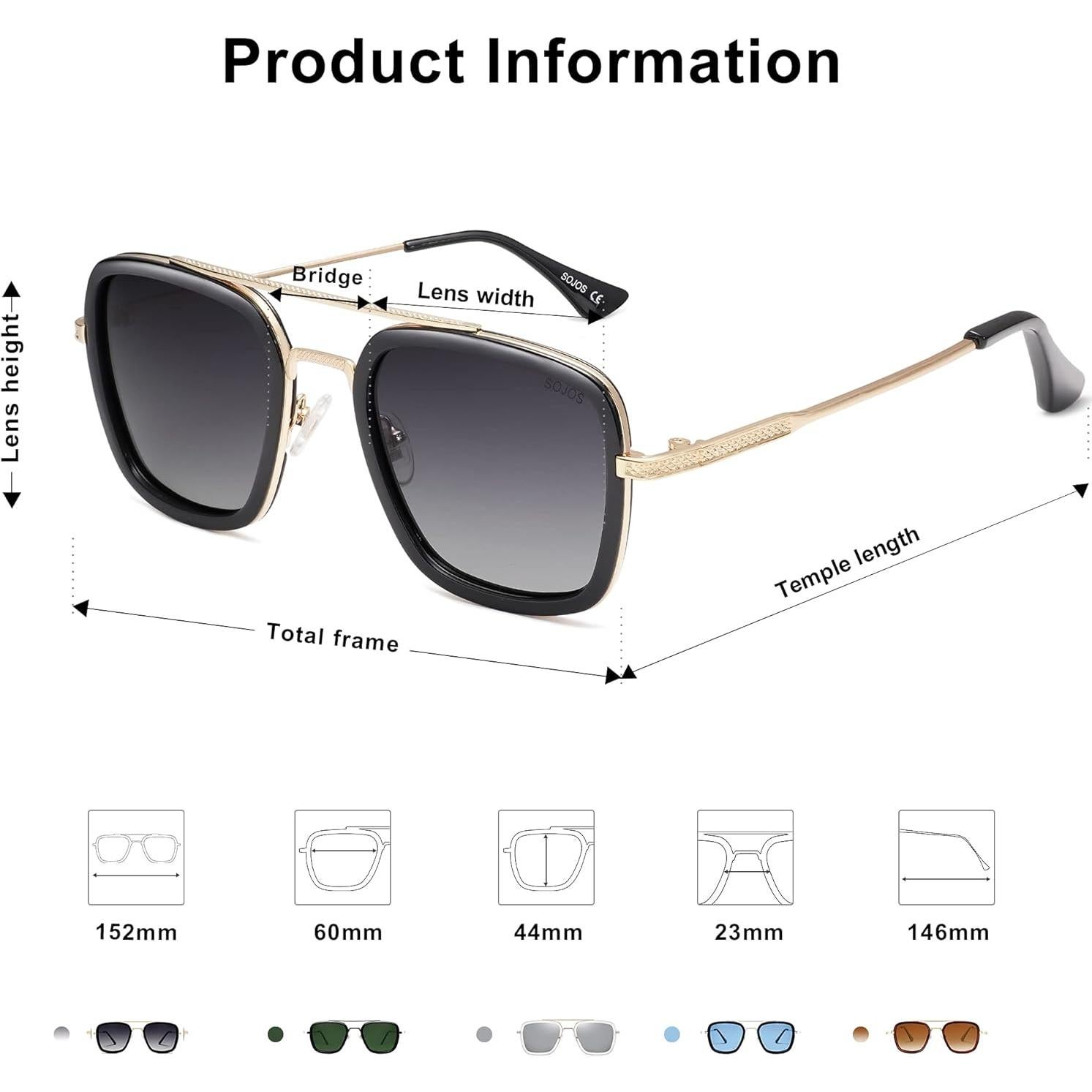 Gafas de Sol Polarizadas SojoS SJ1126 Retro Cuadradas