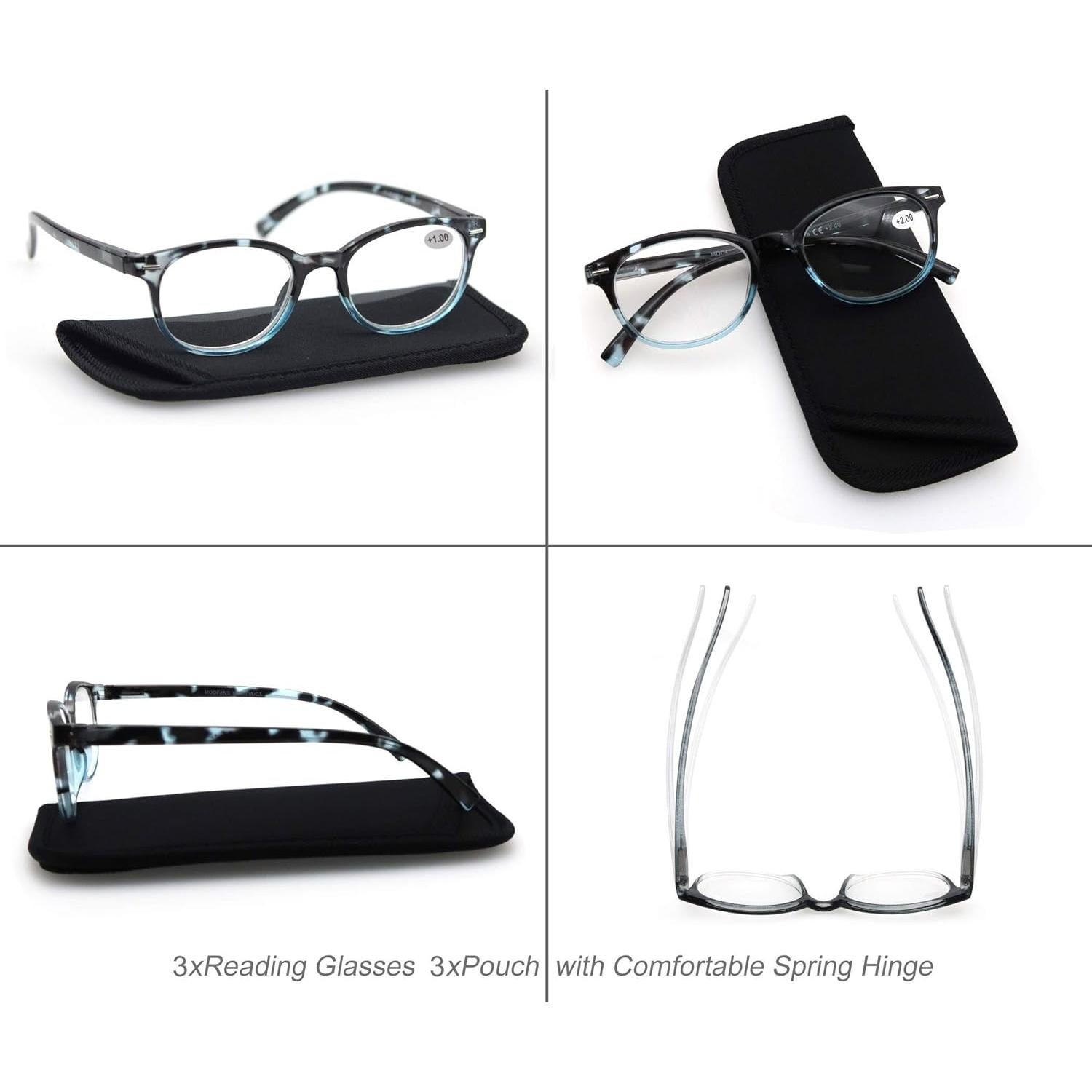 Gafas de lectura MODFANS 1.25x Mujeres 3 Paquete Elegantes