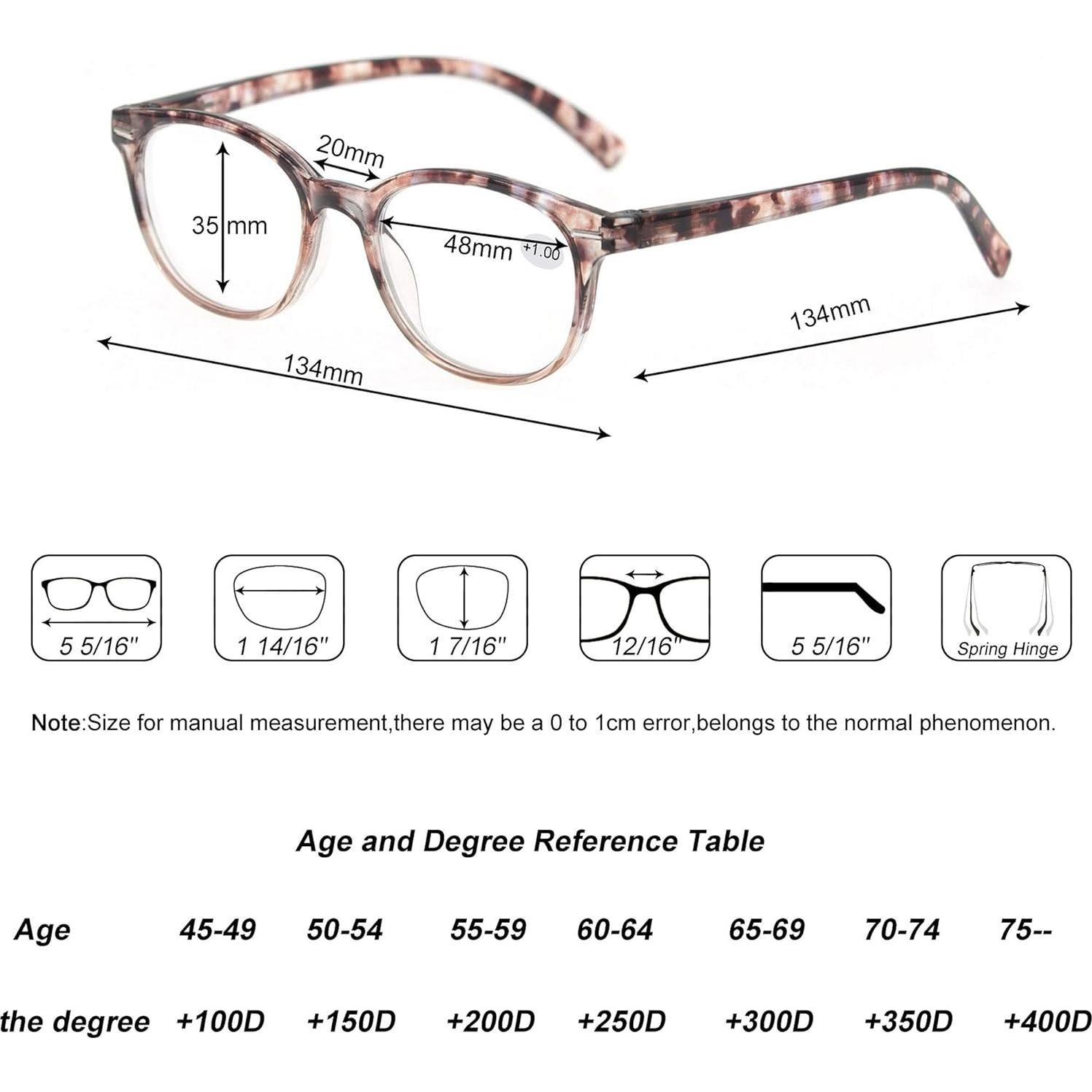 Gafas de Lectura MODFANS Redondas 3 Pares +3.00 para Hombres y Mujeres