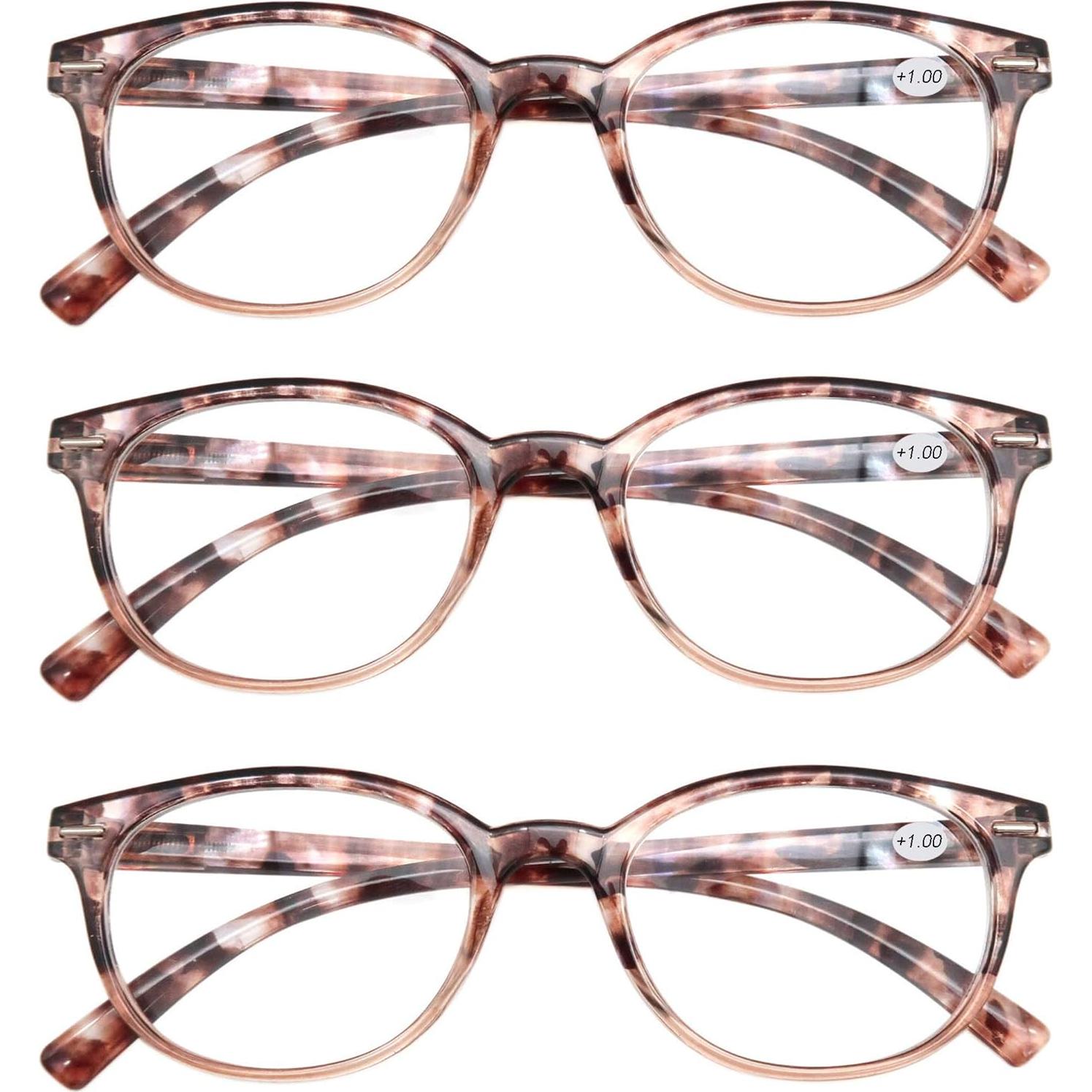 Gafas de Lectura MODFANS 3 Pares Estilo Redondo +1.00