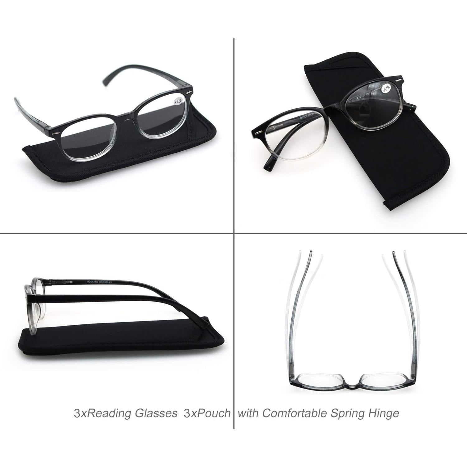 Gafas de lectura MODFANS redondas 3 pares +2.50 aumento