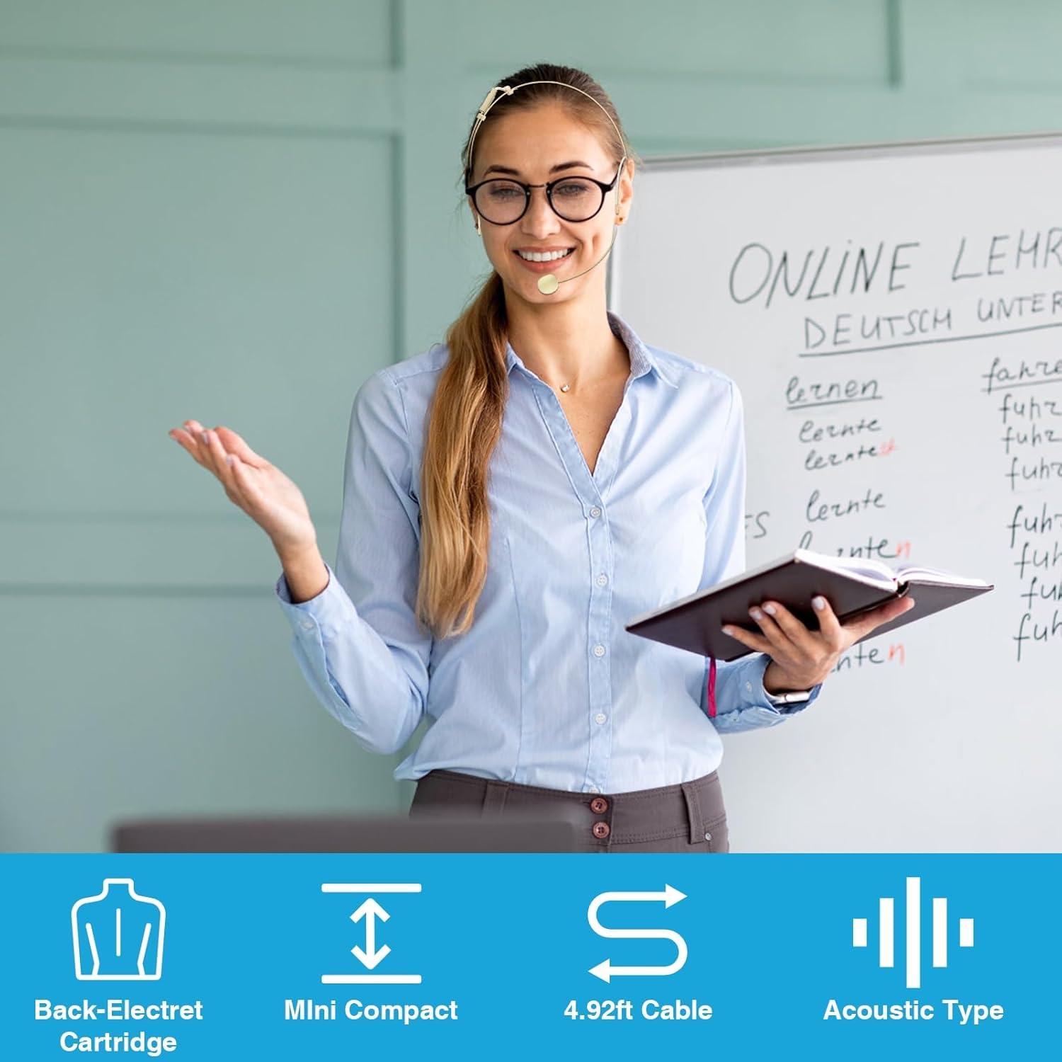 Micrófono de Auricular Doble Gancho Akoree 2 Piezas Beige