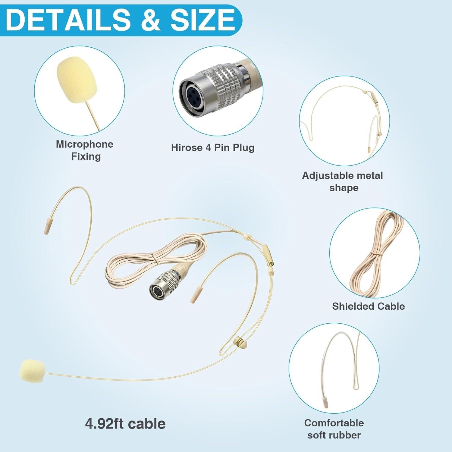 Micrófono de Auricular Doble Gancho Akoree 2 Piezas Beige