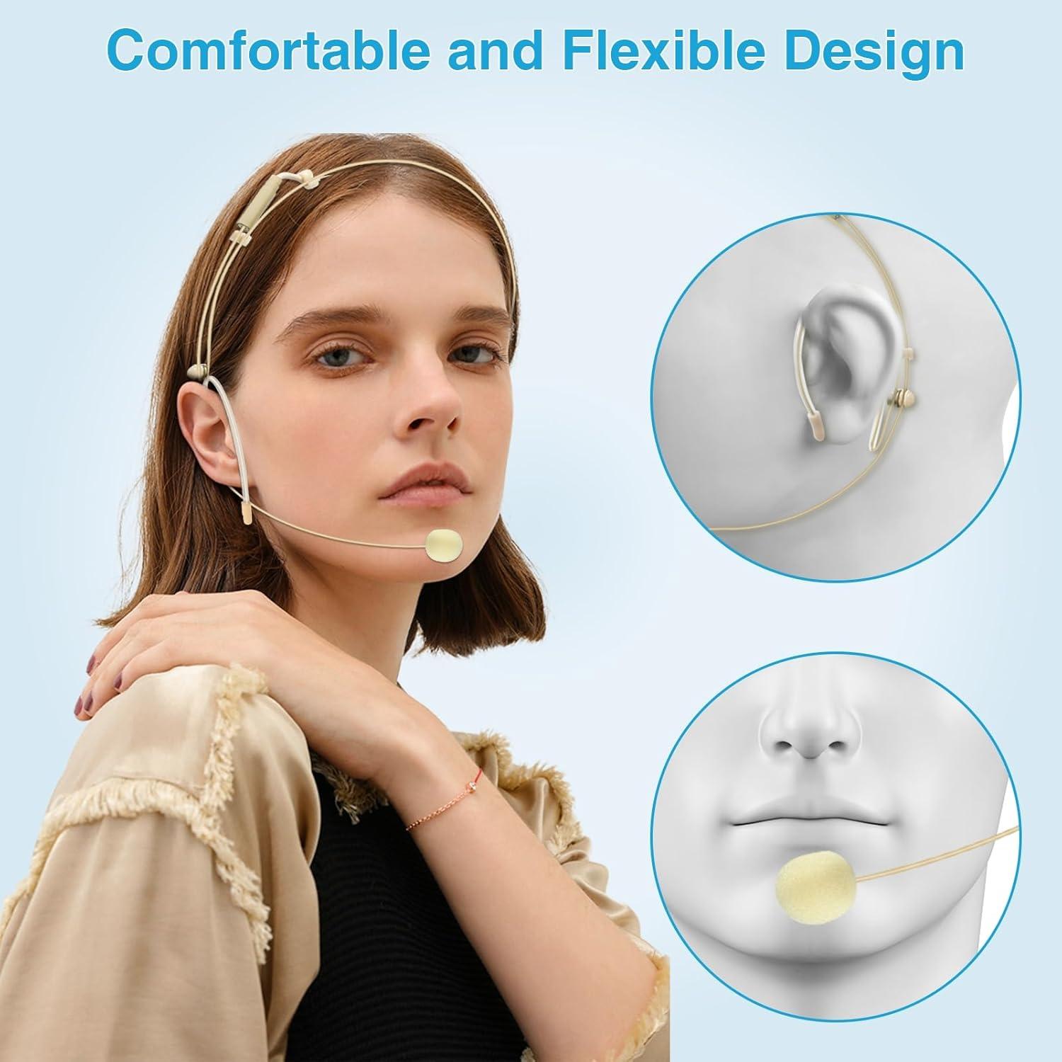 Micrófono de Auricular Doble Gancho Akoree 2 Piezas Beige