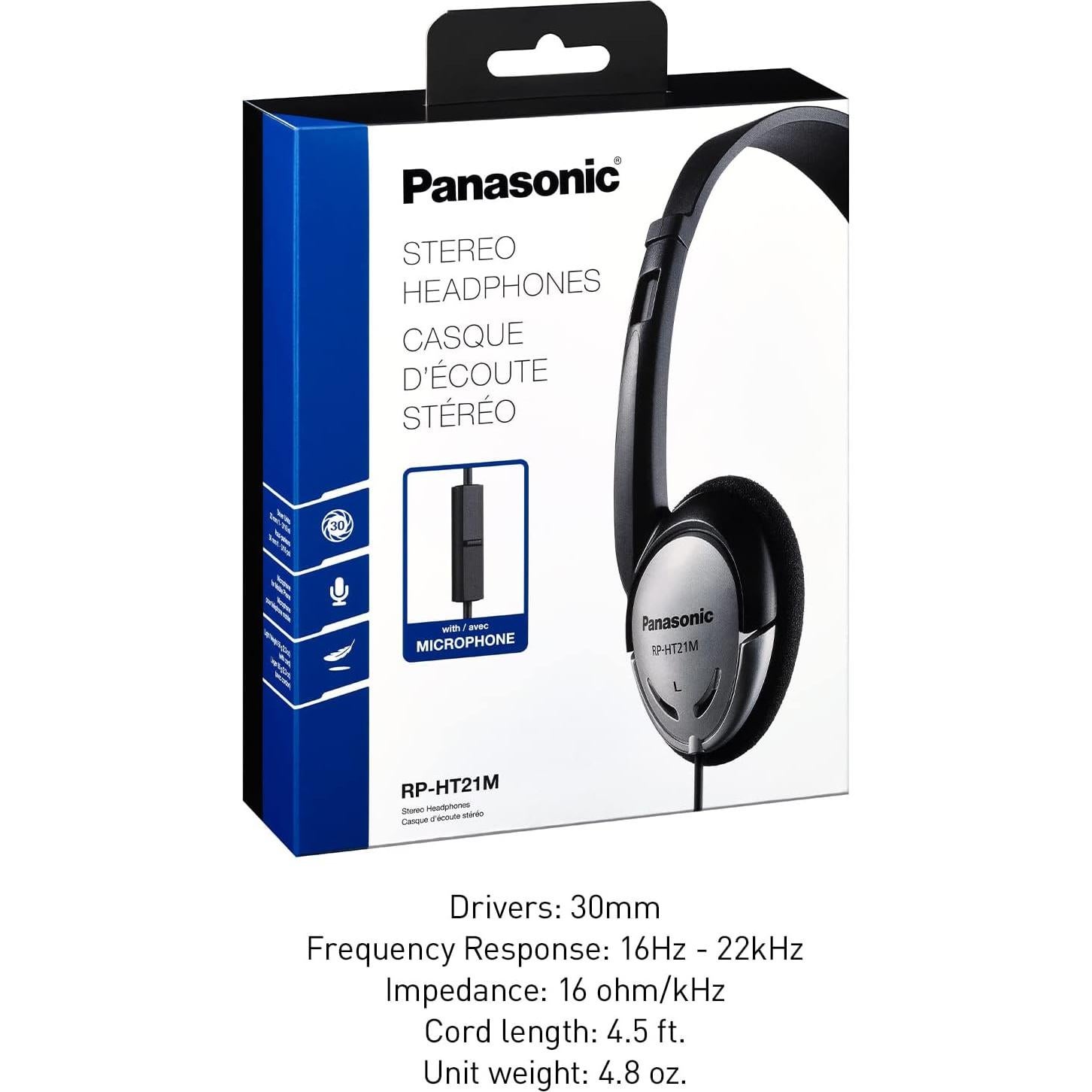 Auriculares Panasonic RP-HT21M sobre la oreja con micrófono