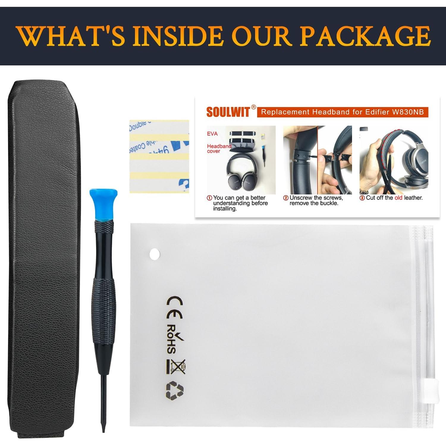 Funda de diadema SOULWIT para auriculares Edifier W830NB - Negro