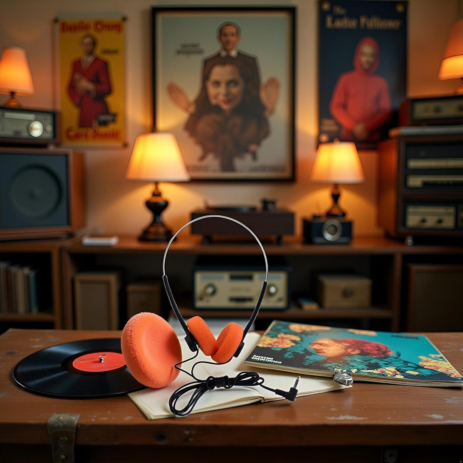 Auriculares Retro Naranjas Wentoenapp Sobre la Oreja Estéreo