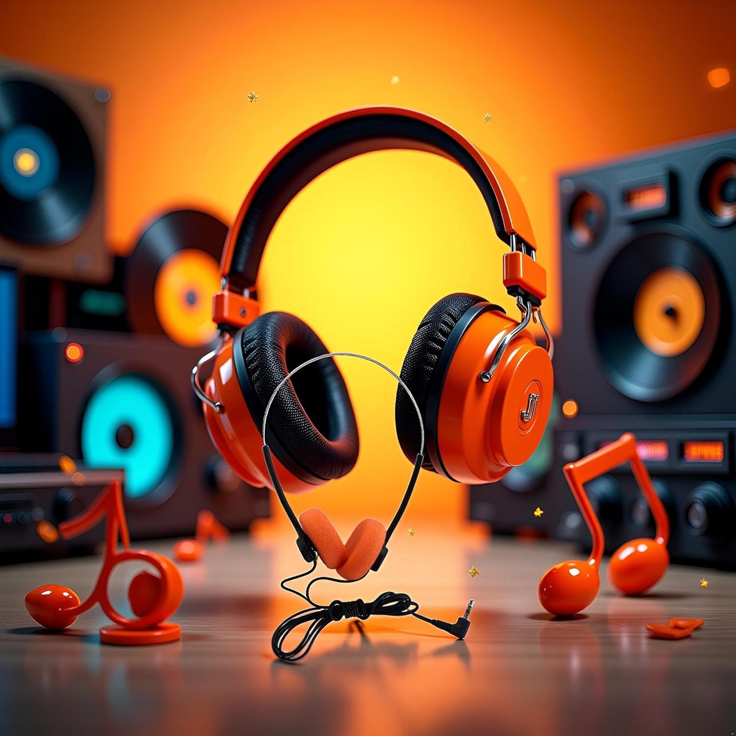 Auriculares Retro Naranjas Wentoenapp Sobre la Oreja Estéreo