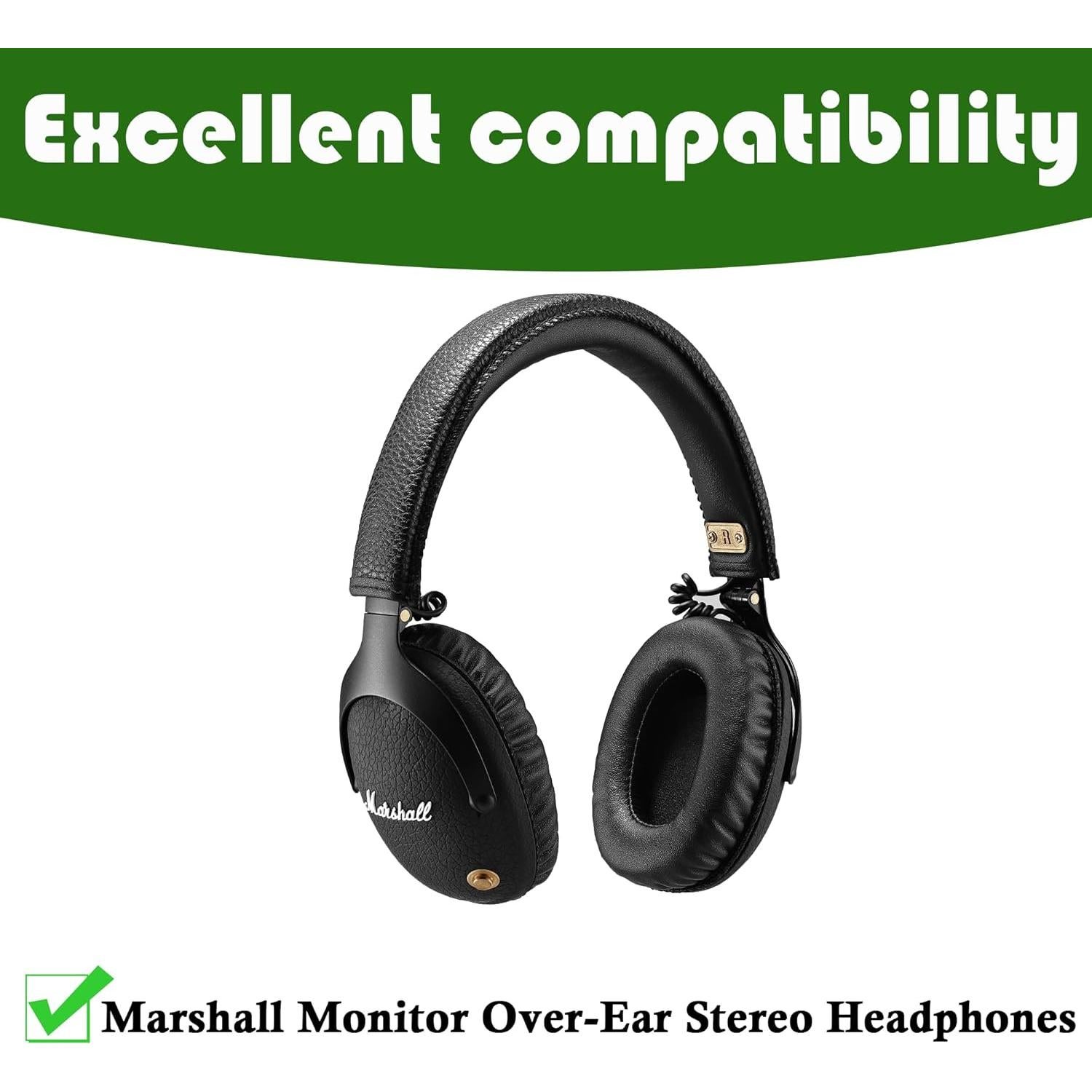 Monitor Over-Ear Earpads Replacement Cushion Compatible with Marshall Monitor Over Ear Stereo Headphones Ear Pads with Protein Leather