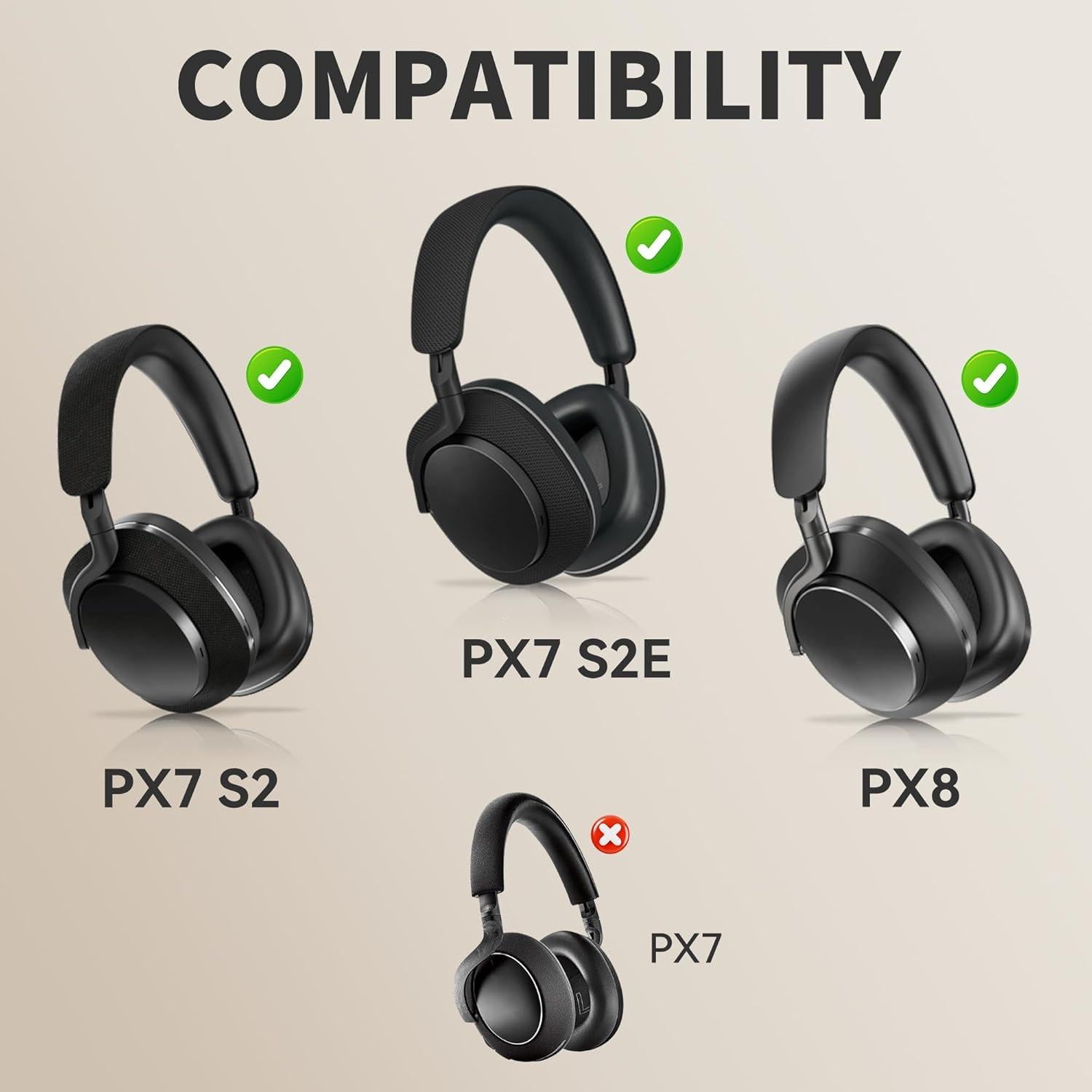 Almohadillas de Piel de Cordero Bowers & Wilkins PX8 PX7 S2 - Negro