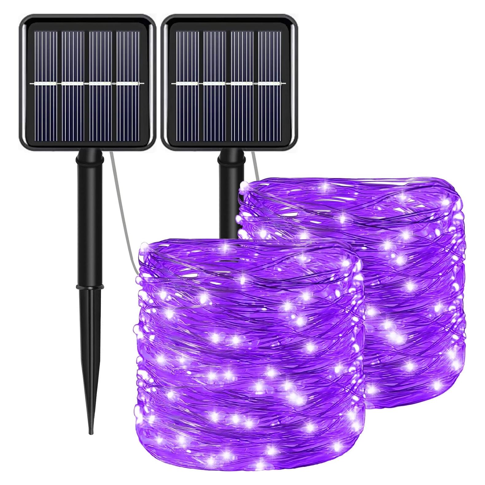 Luces de Cuerda Solares YAOZHOU 200 LED Moradas 8 Modos